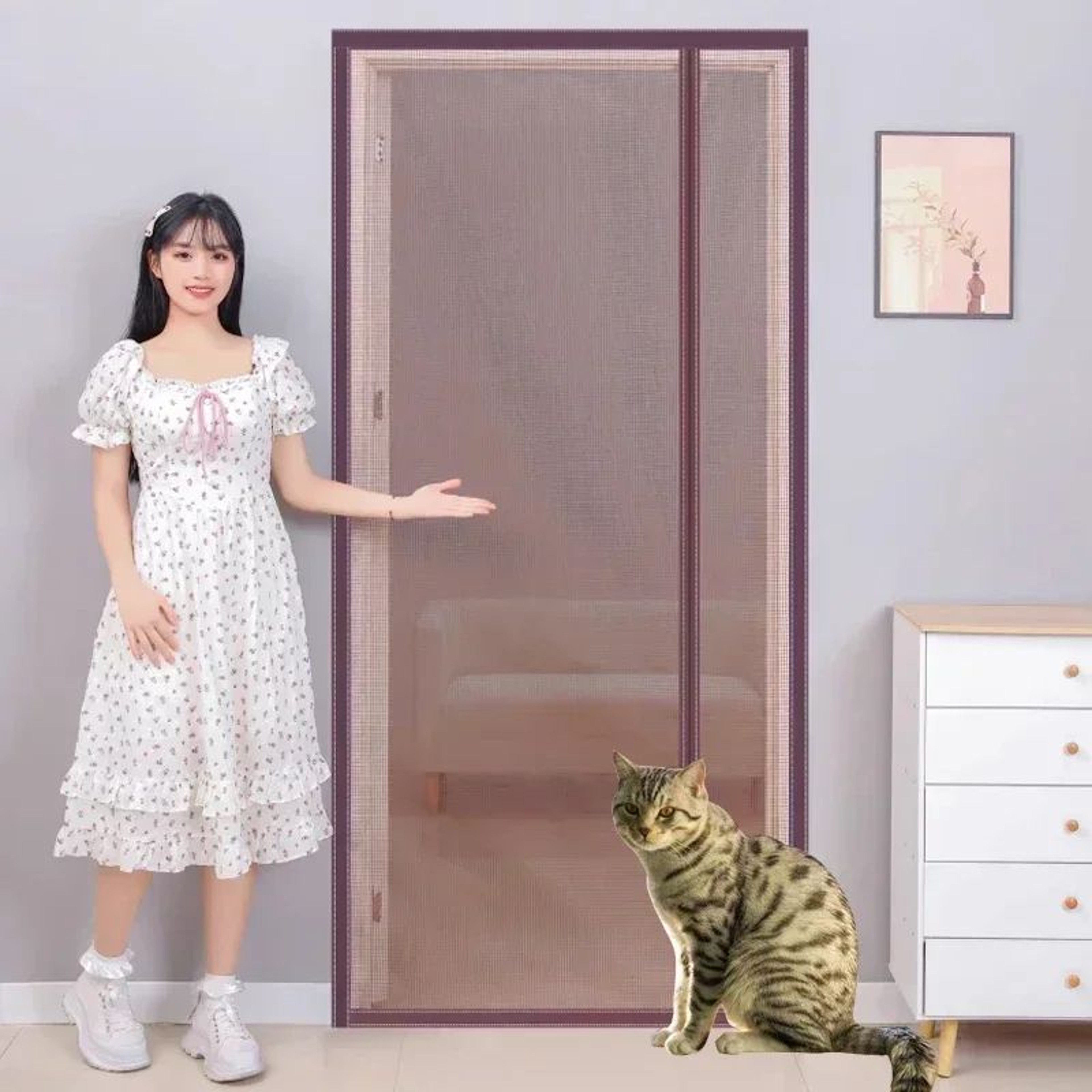 Custom Magnetic Mosquito Screen Door Invisible Mesh Curtain 1