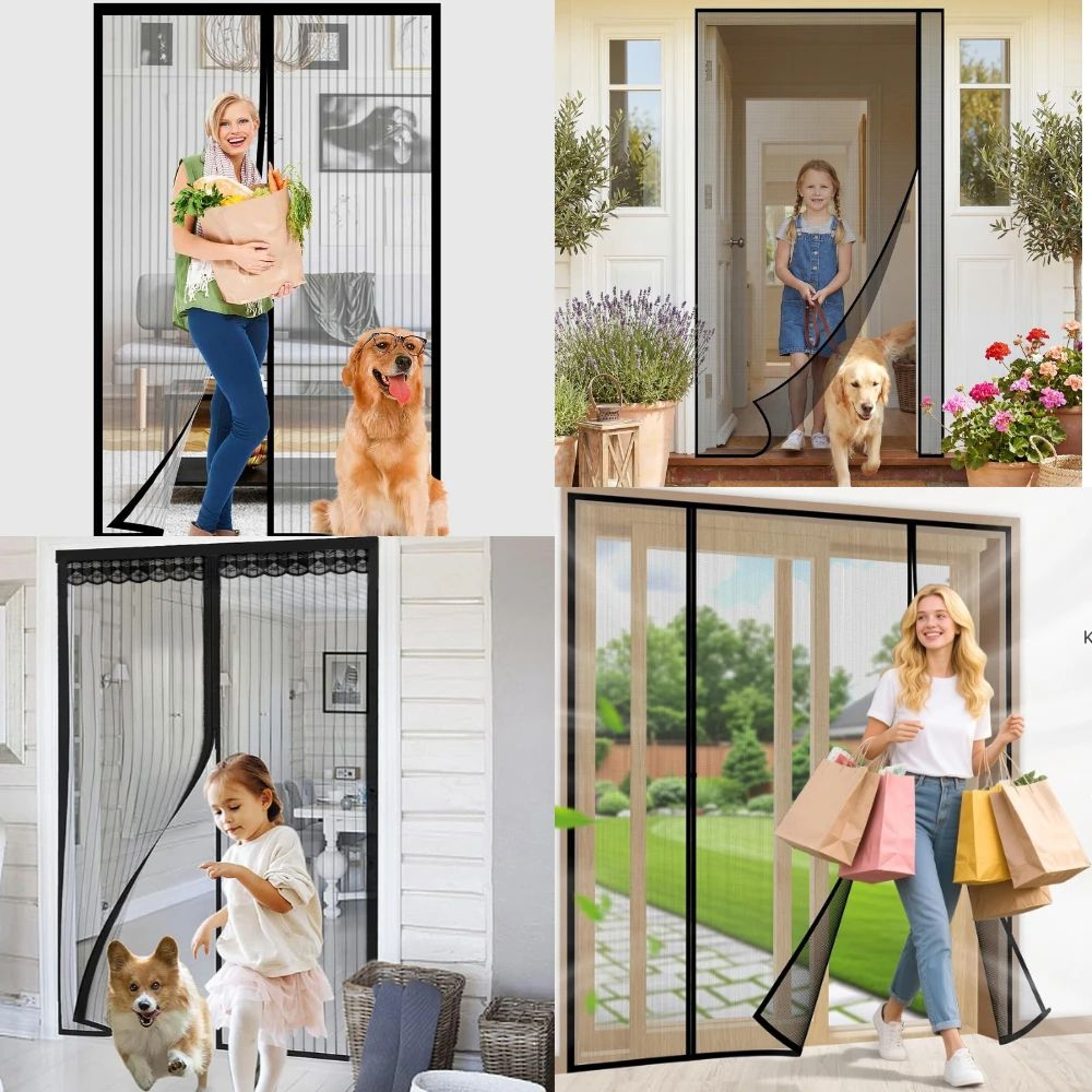 Magnetic Screen Door Self Closing Fiberglass Mesh 5