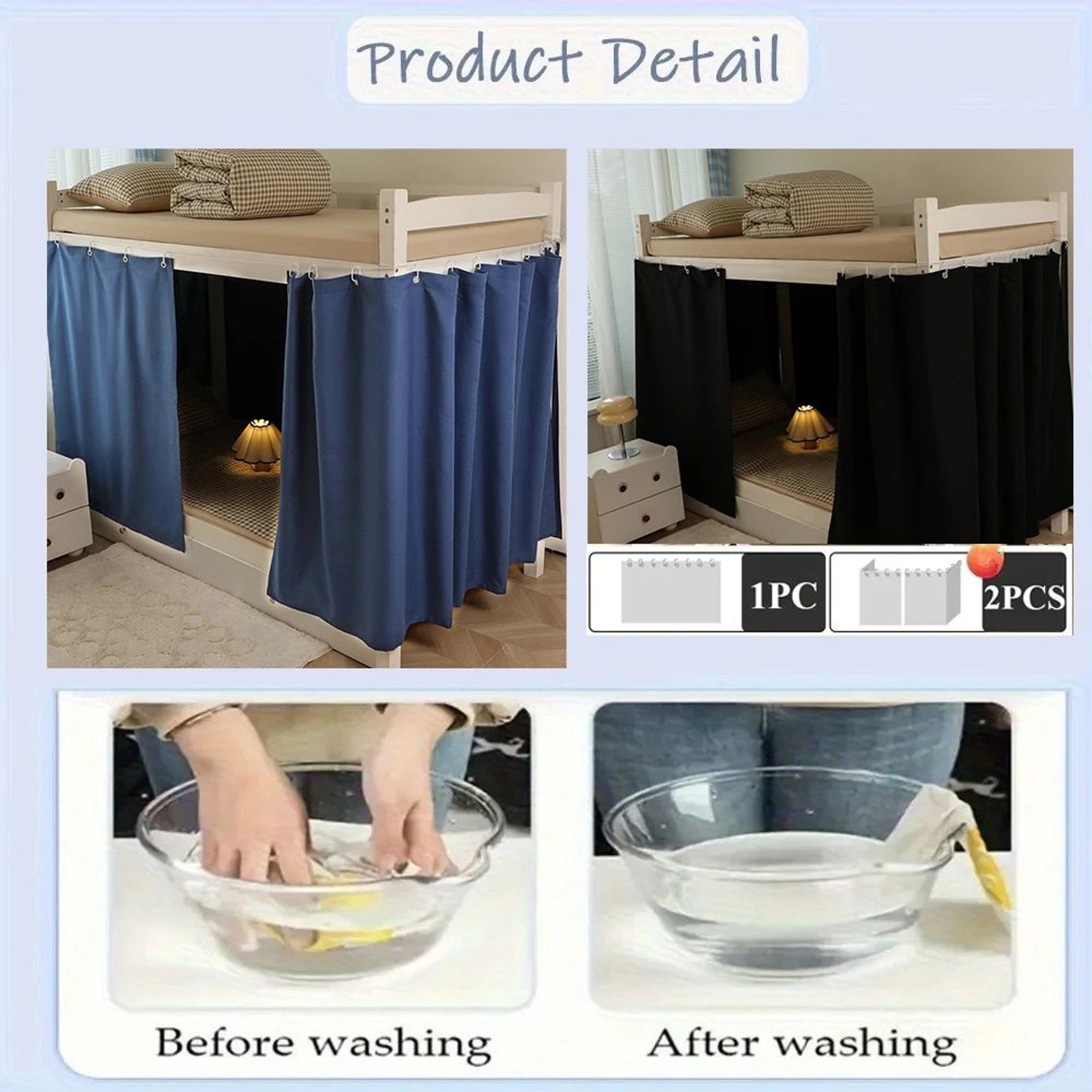 Light Blocking Dorm Bed Curtain Privacy Canopy 2