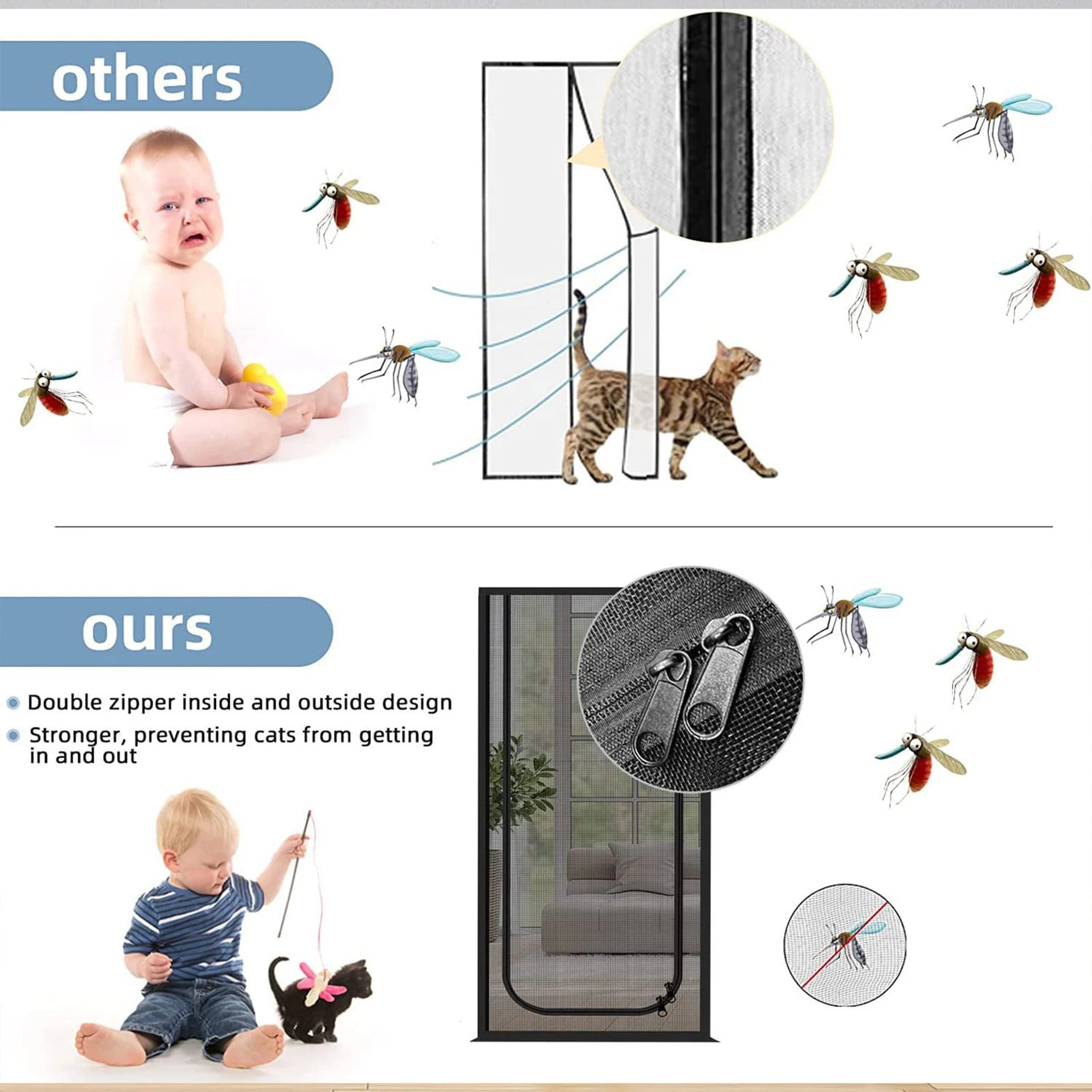 Pet Resistant Zipper Mesh Screen Door 2