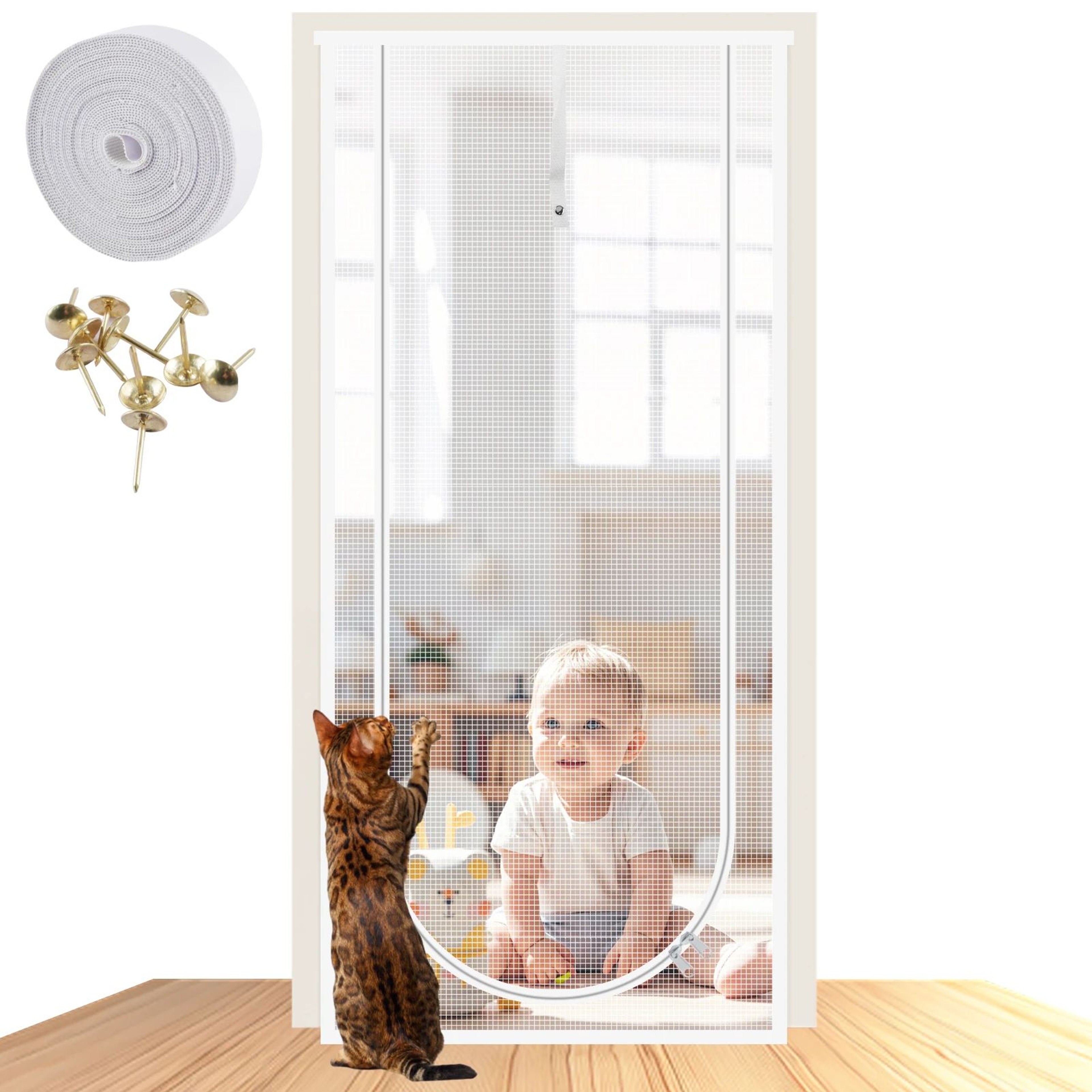 Pet Resistant Zipper Mesh Screen Door 9