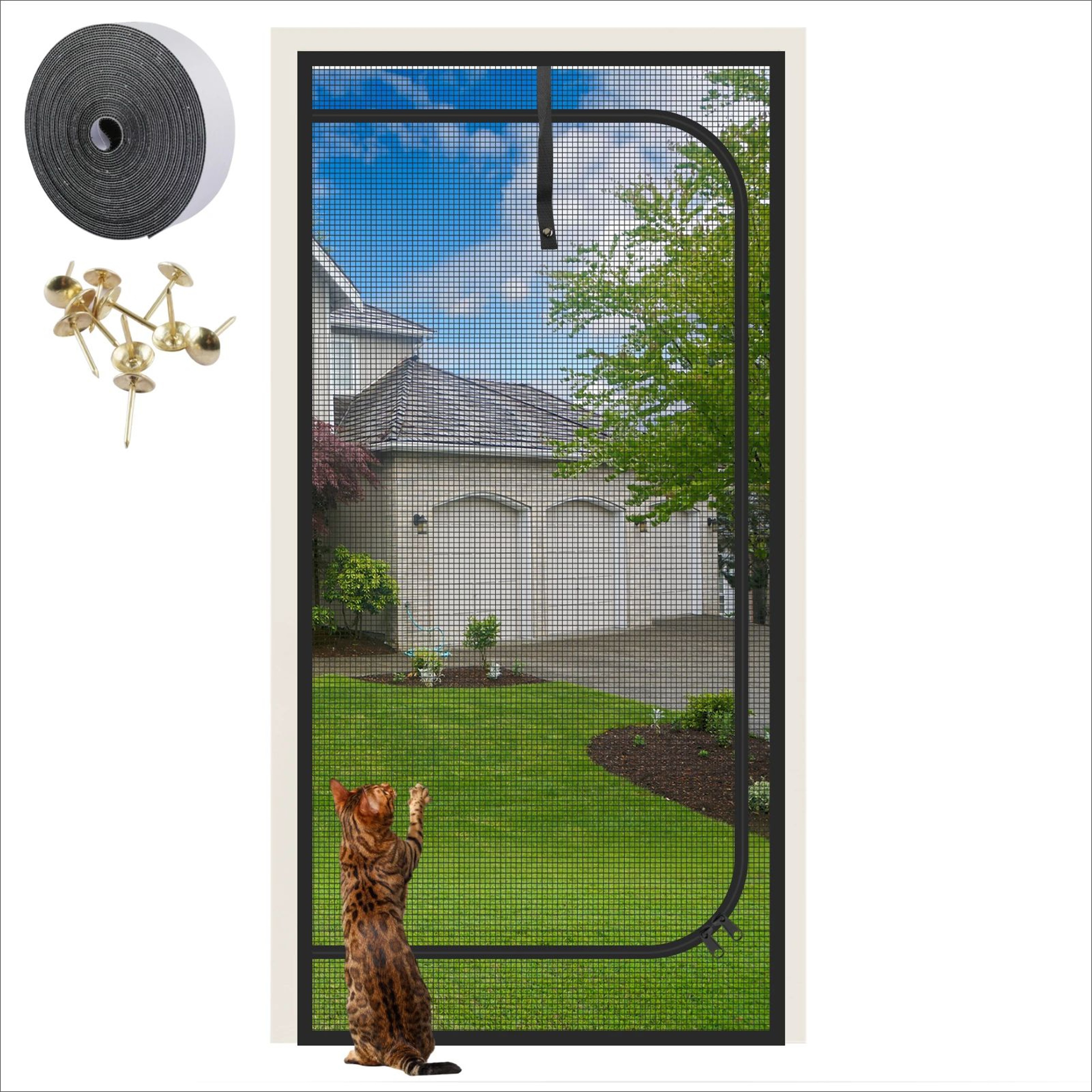Pet Resistant Zipper Mesh Screen Door 6