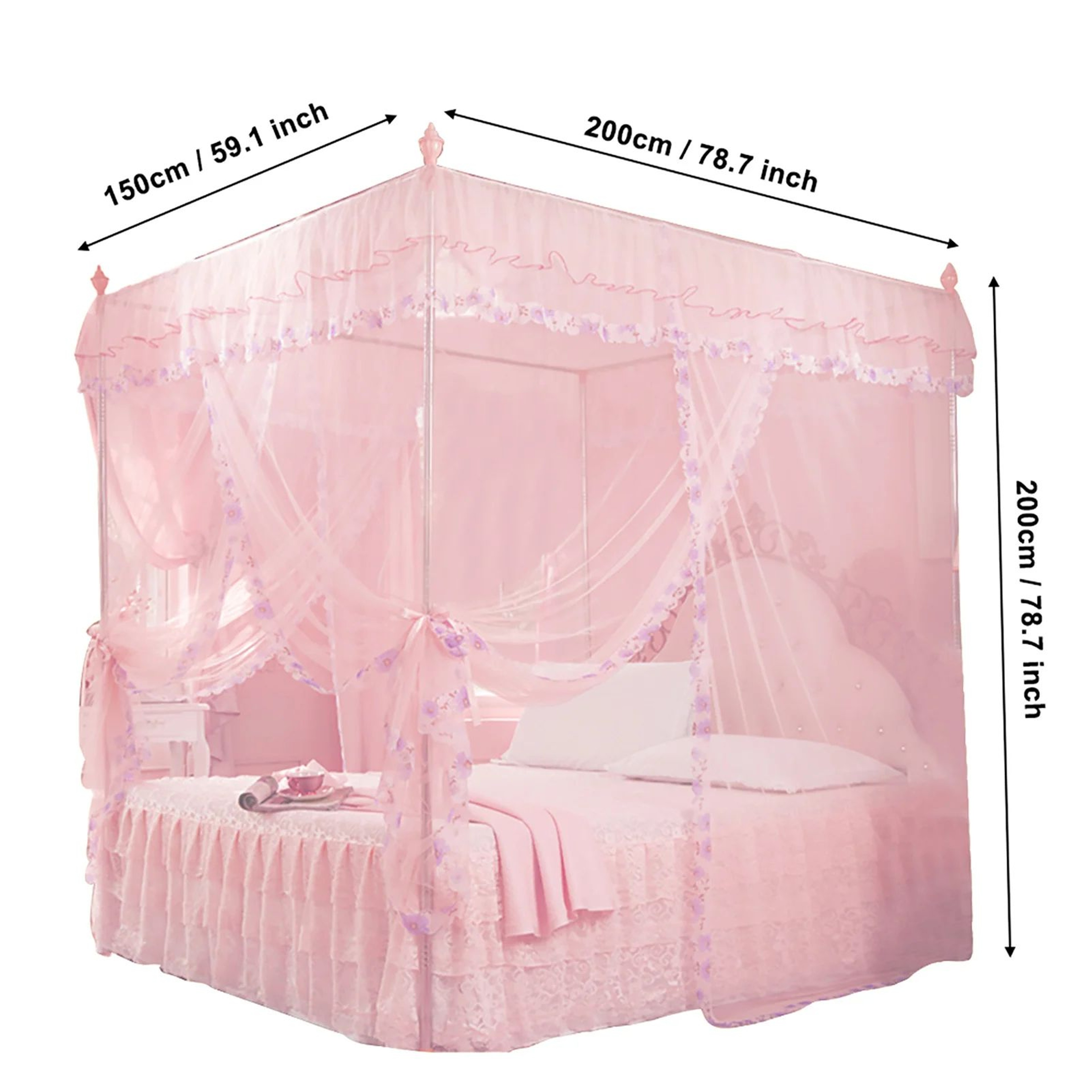 Princess Bed Canopy Mosquito Net With Three Side Openings 4