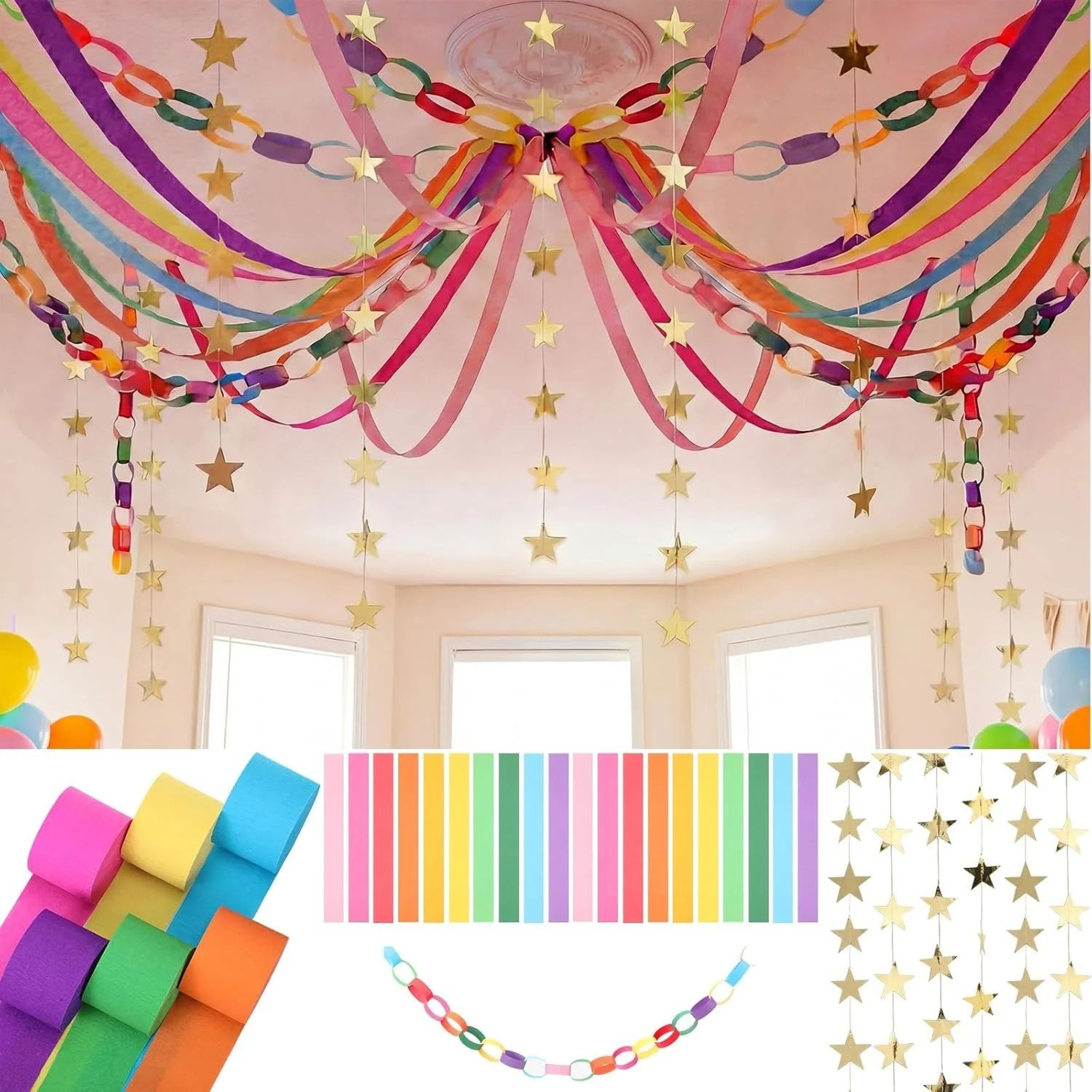 DIY Rainbow Paper Chain Garland Kit 8