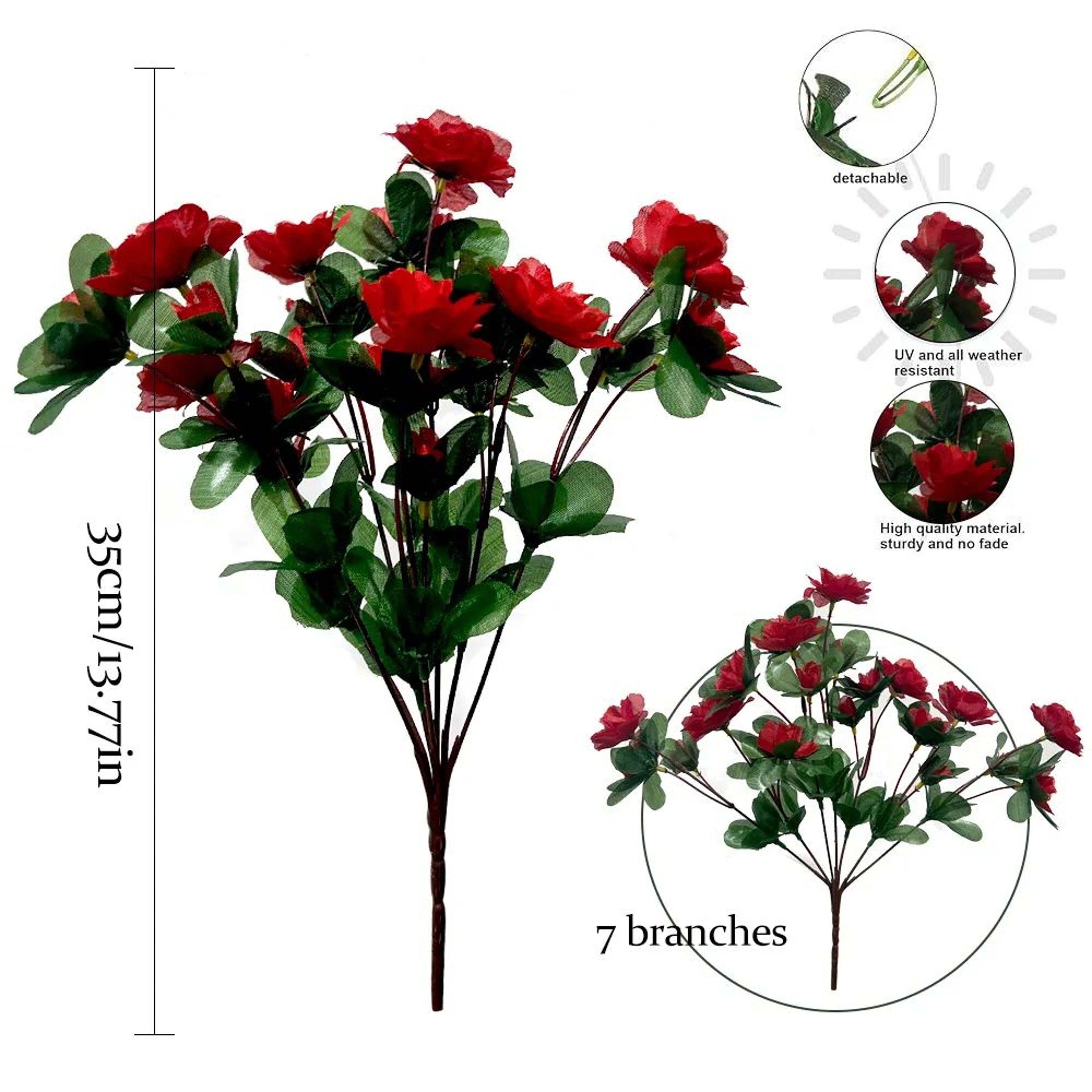 Red Artificial Azalea Flower Bushes 9