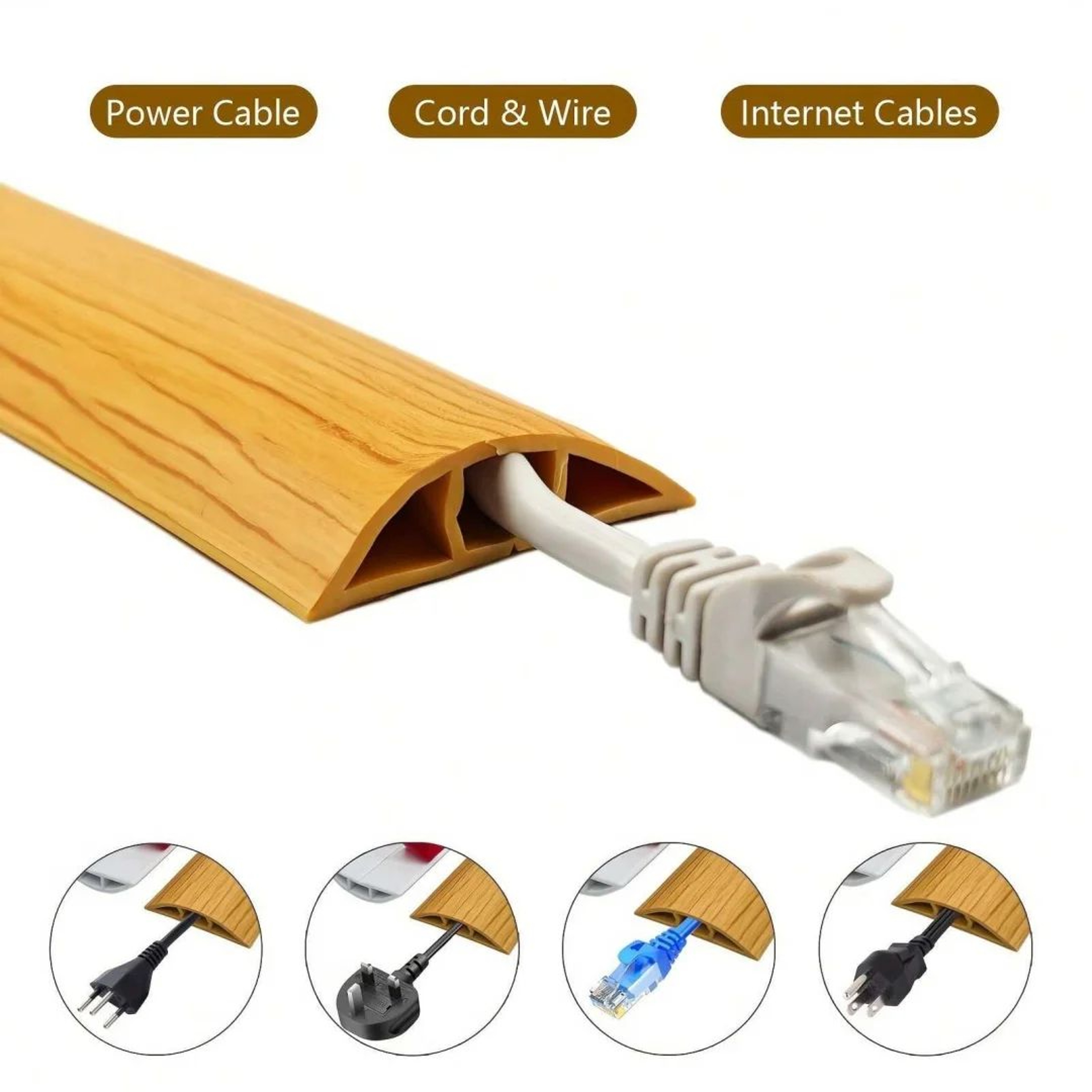 Self Adhesive Floor Cord Cover Cable Protector And Wire Hider 0