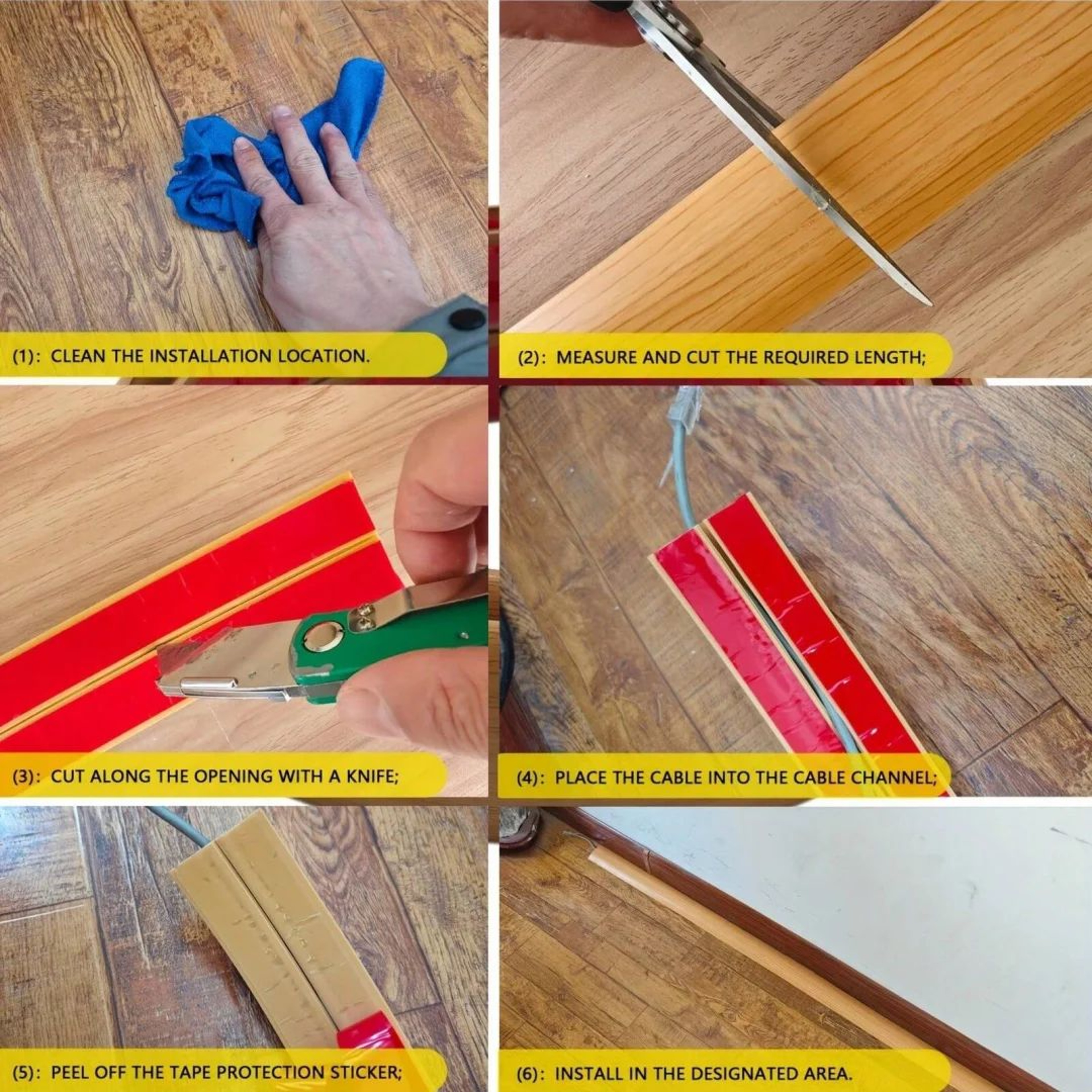 Self Adhesive Floor Cord Cover Cable Protector And Wire Hider 5