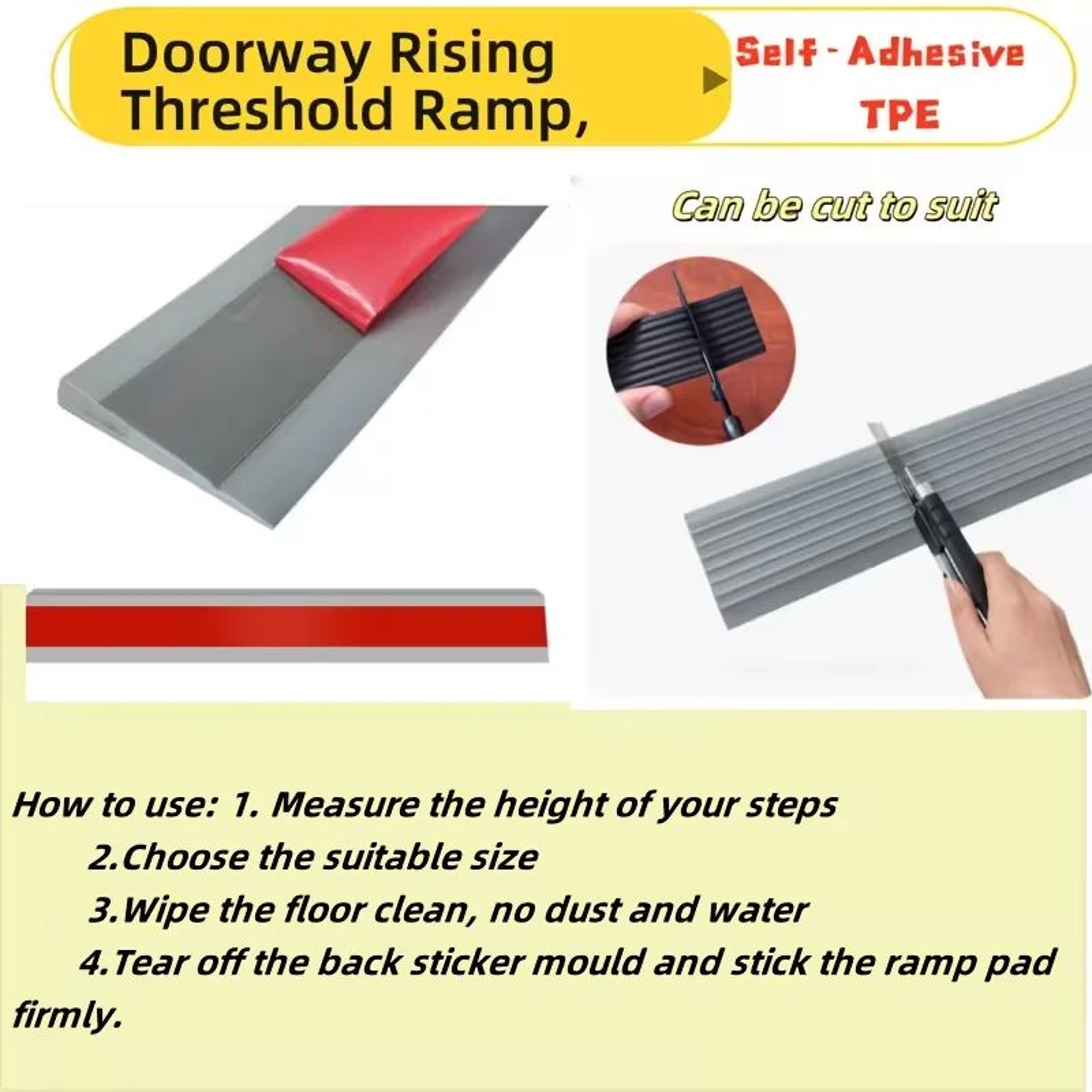 Self Adhesive Threshold Ramp Anti Slip Floor Transition Strip 4