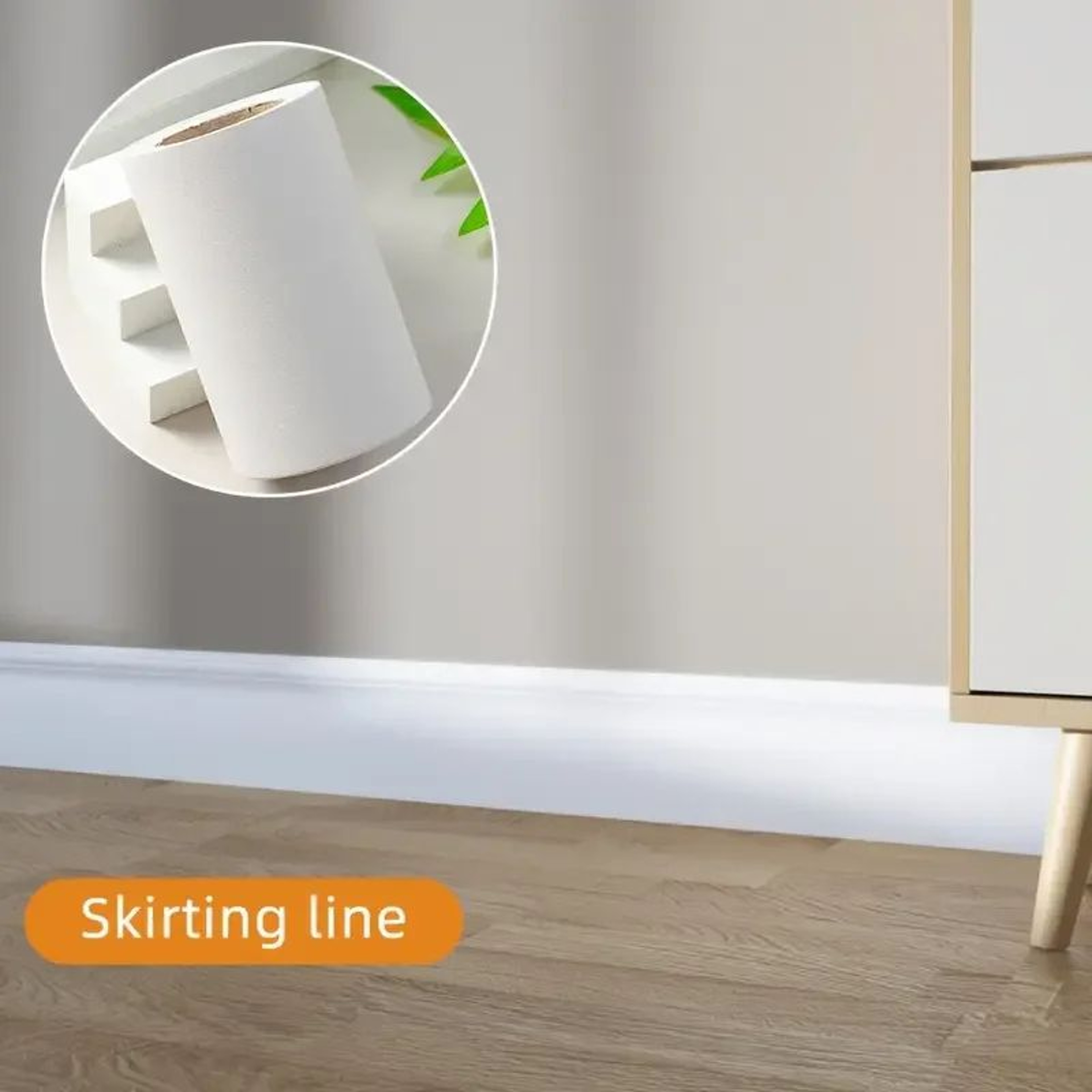 White Self Adhesive Baseboard Trim Glossy Wall Border 5