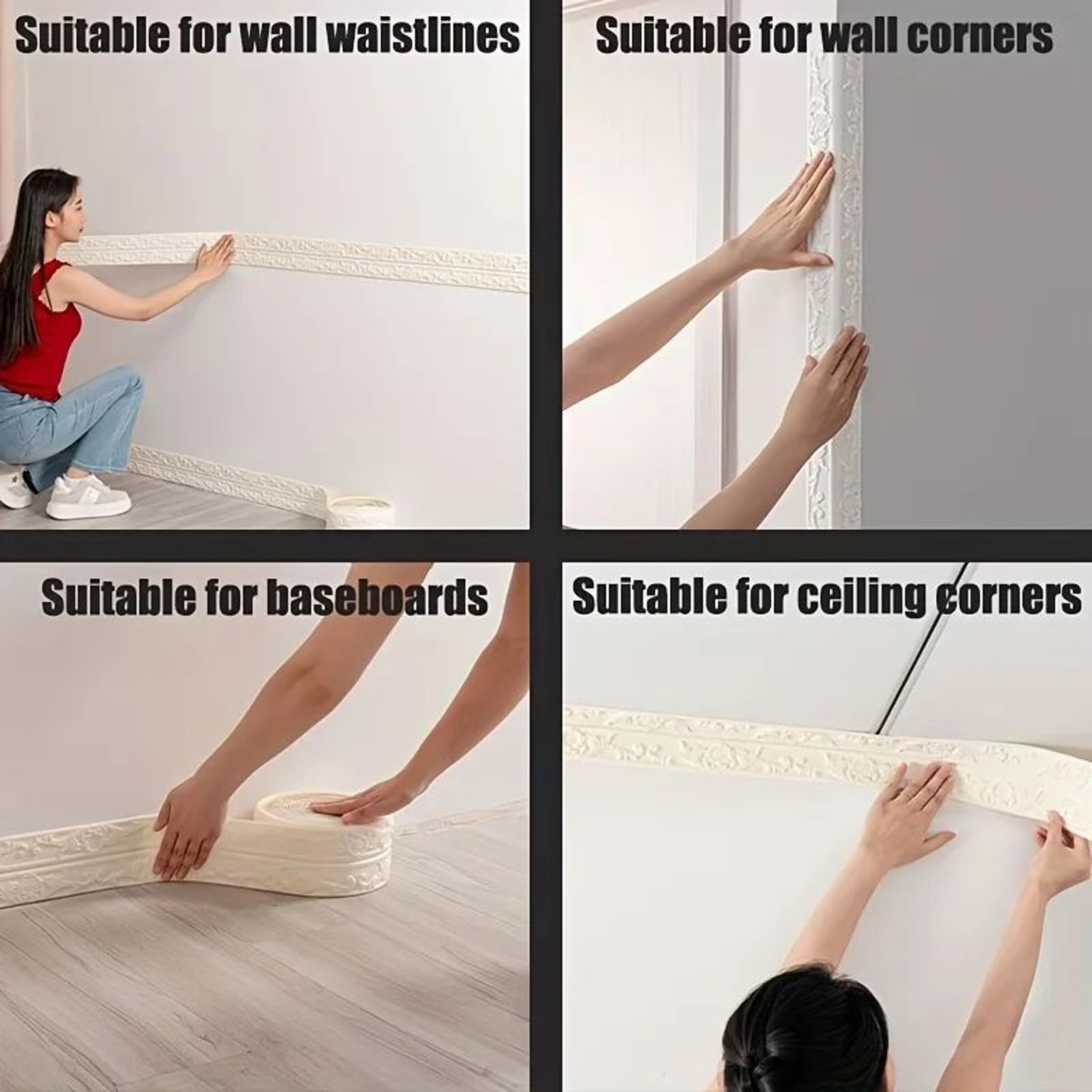 Self Adhesive 3D Wall Trim Waterproof Baseboard Border 5