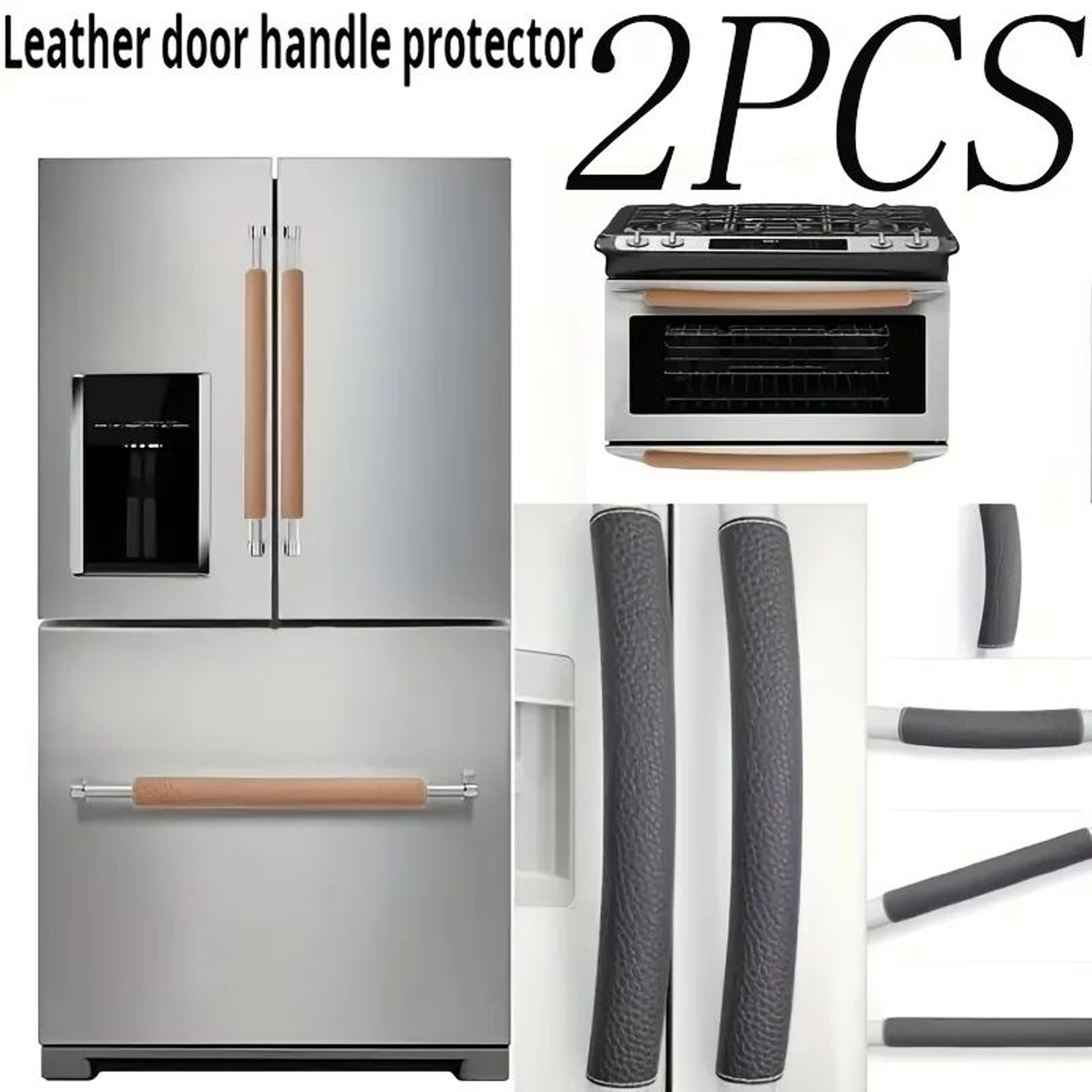 2 Piece Faux Leather Refrigerator Handle Covers 0