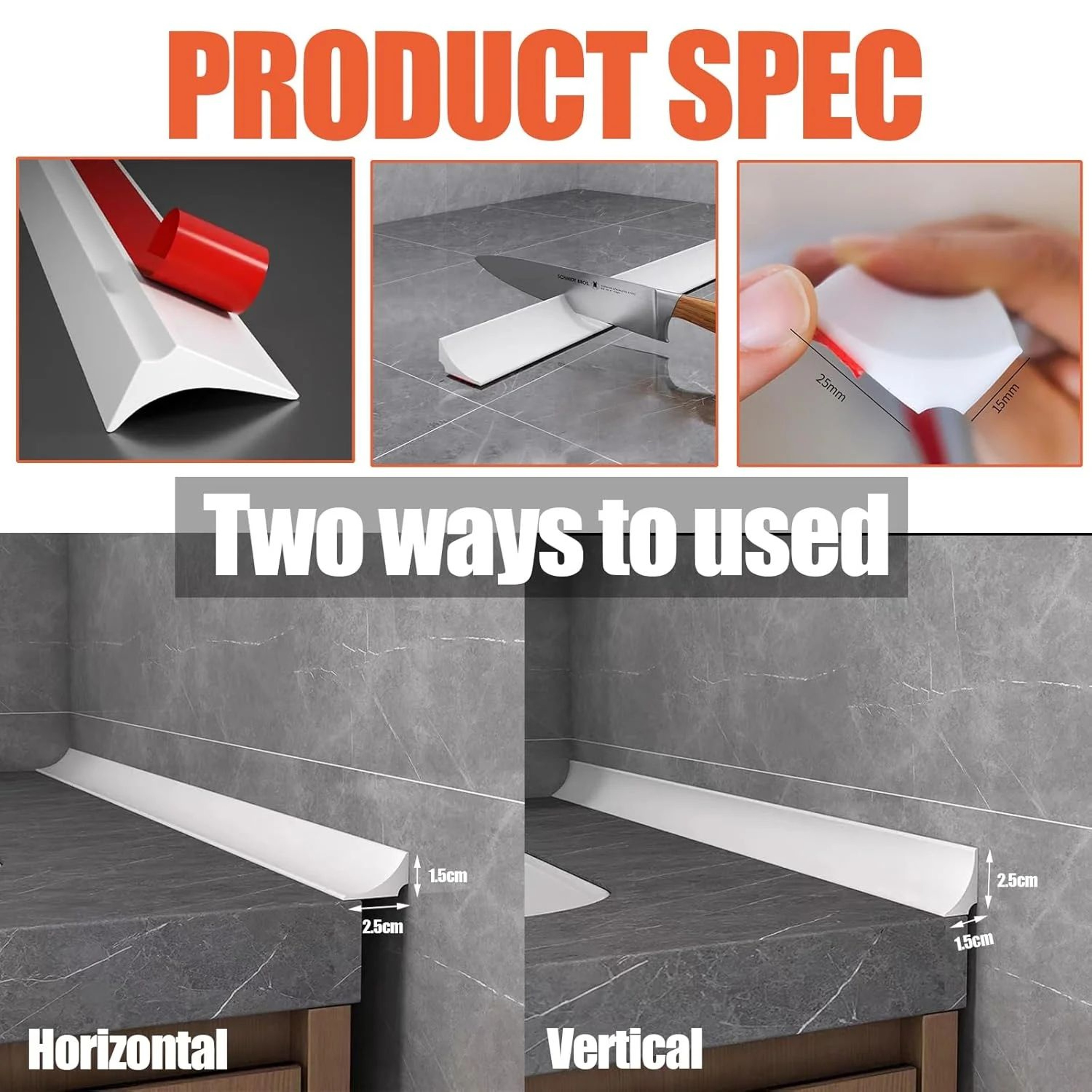 Flexible Shower Water Barrier Sealing Strip 5