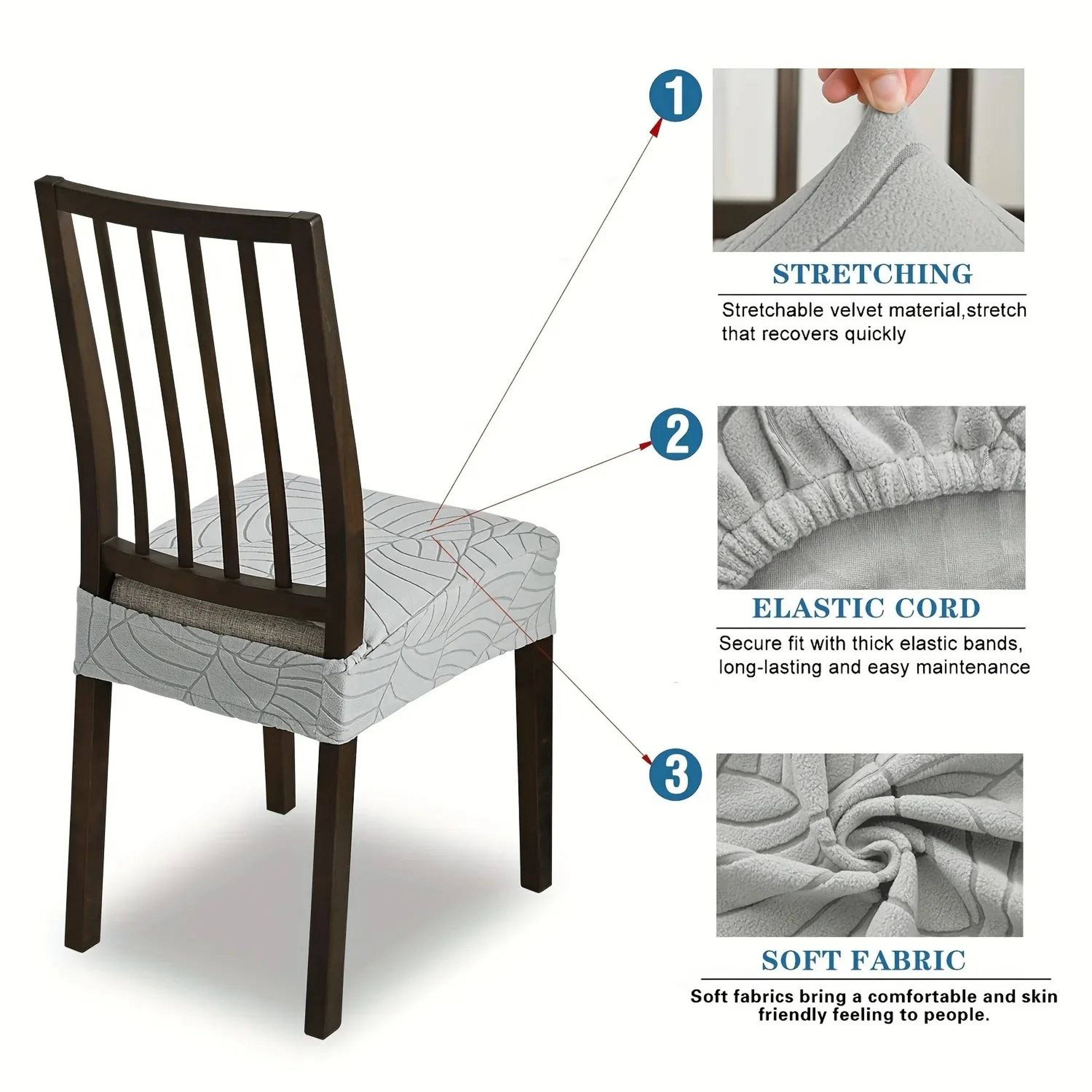 Leaf Jacquard Stretch Dining Chair Cover 5