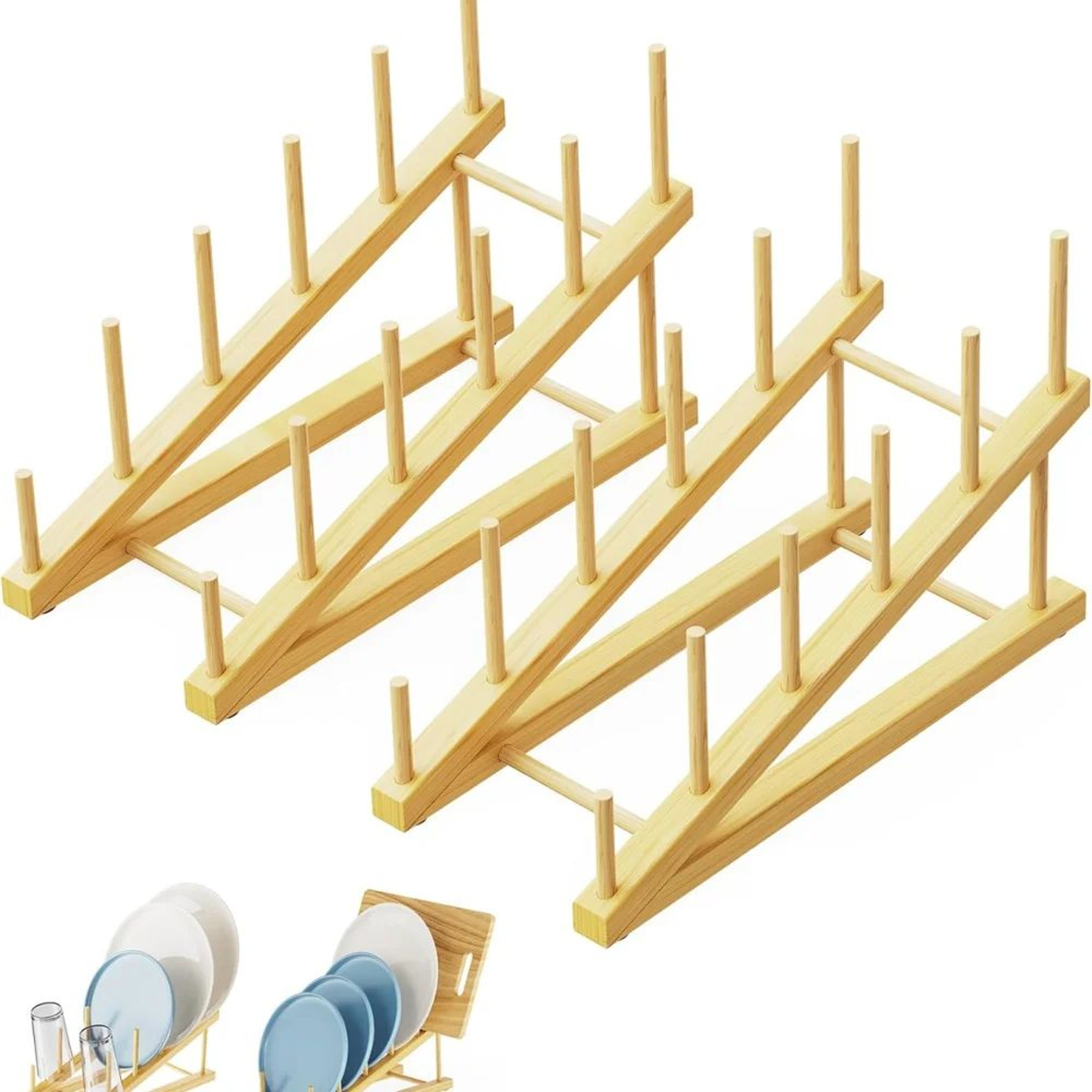Bamboo Plate Rack And Kitchen Organizer 1