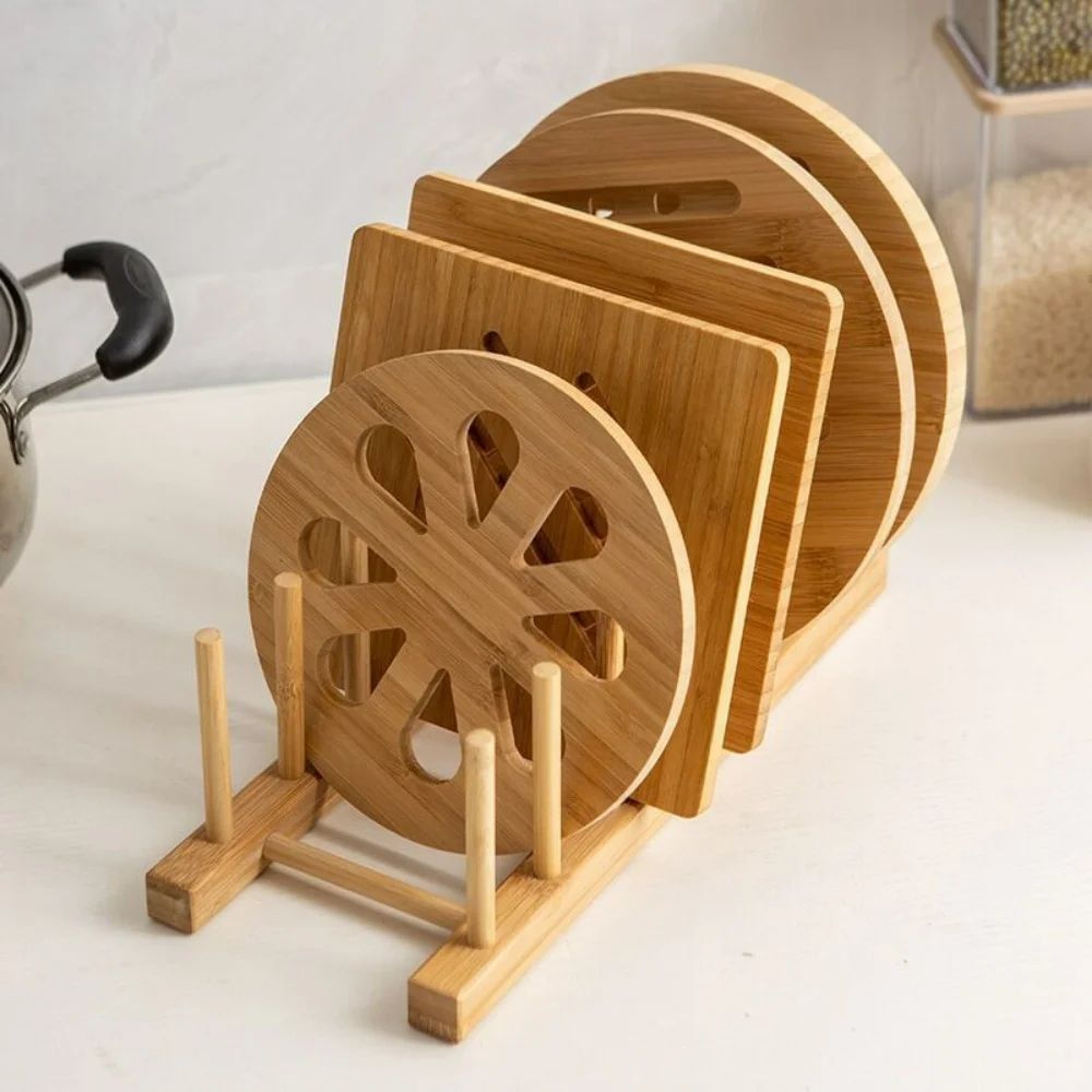 Bamboo Plate Rack And Kitchen Organizer 4