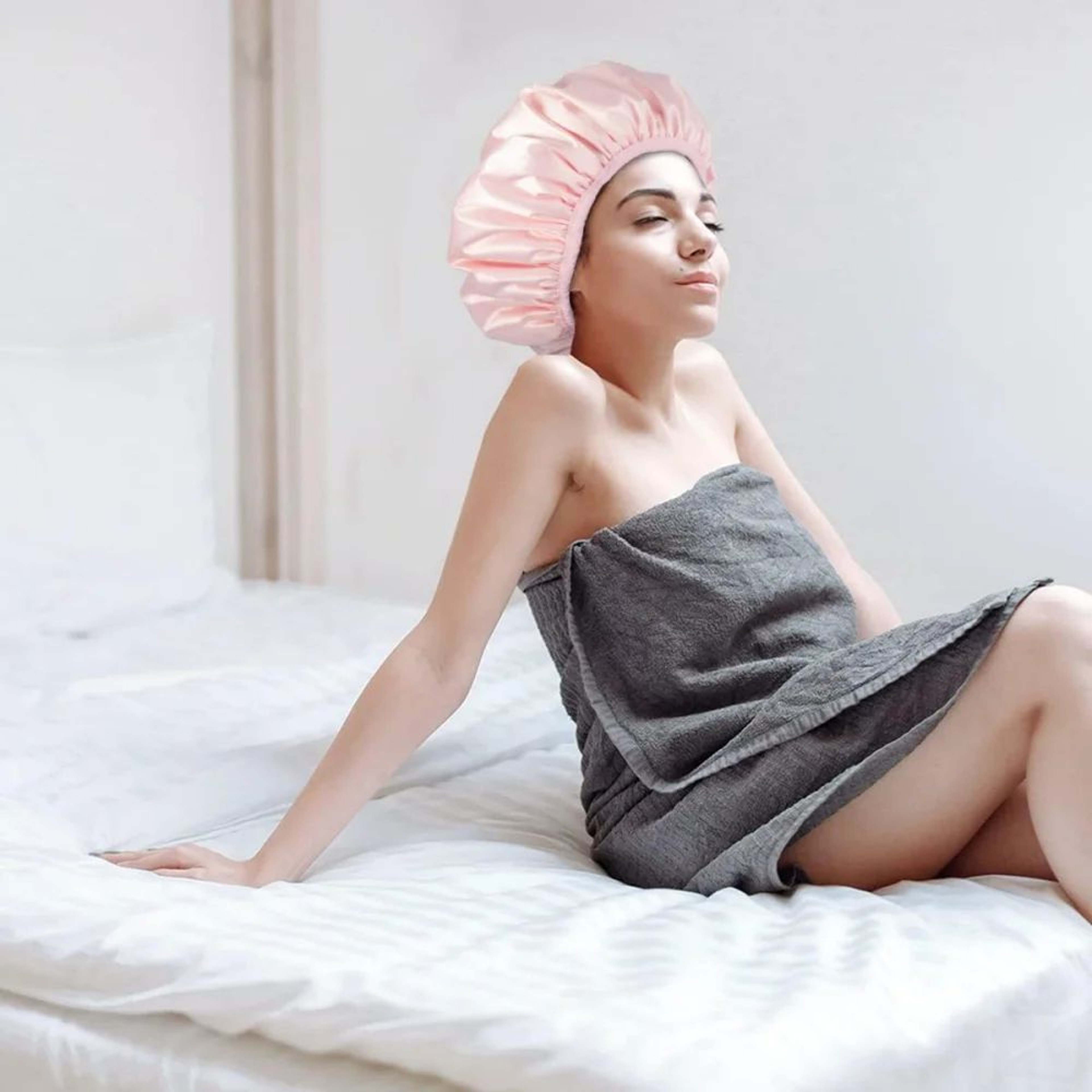 Reusable Waterproof Satin Shower Cap 4