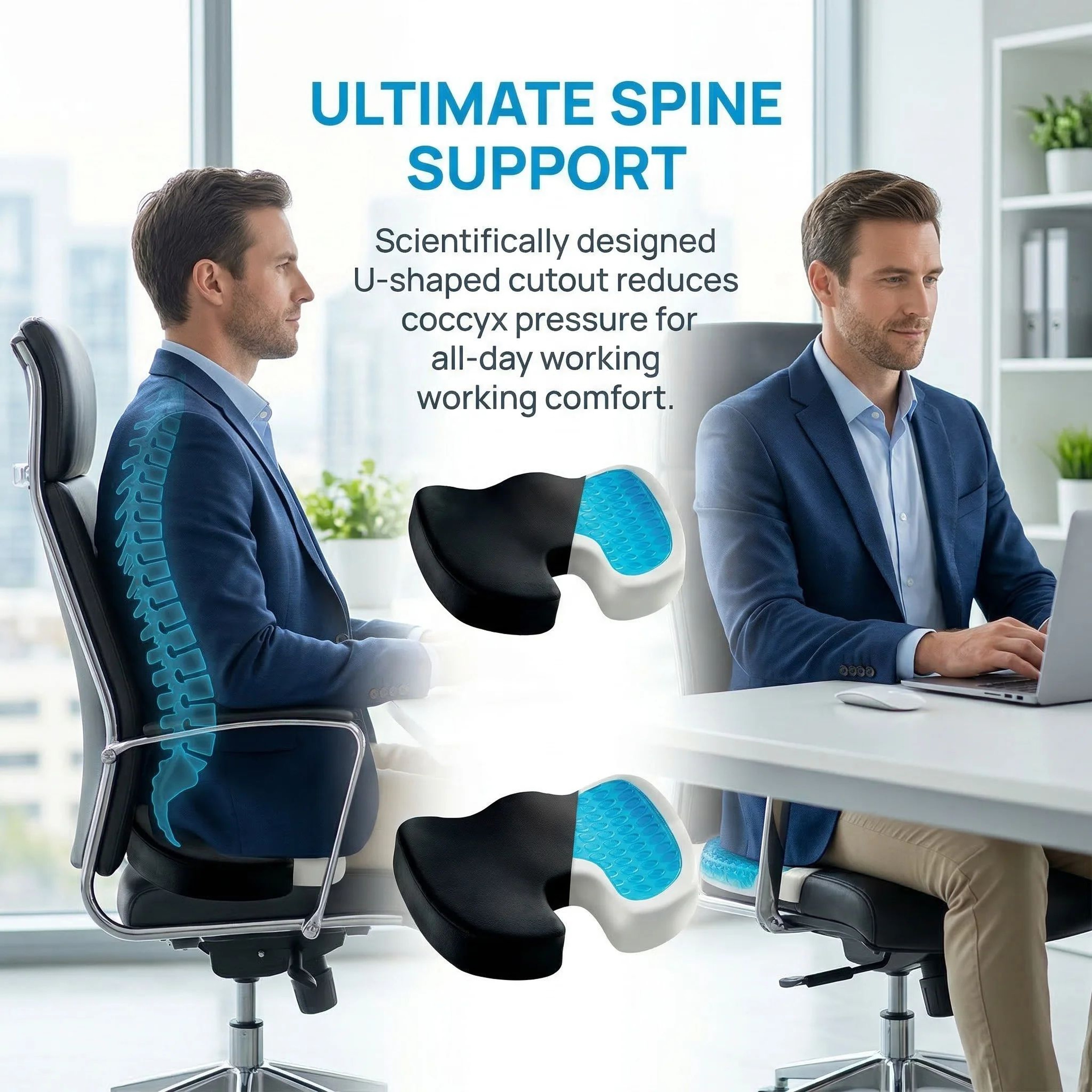 Gel Memory Foam Coccyx Seat Cushion 2