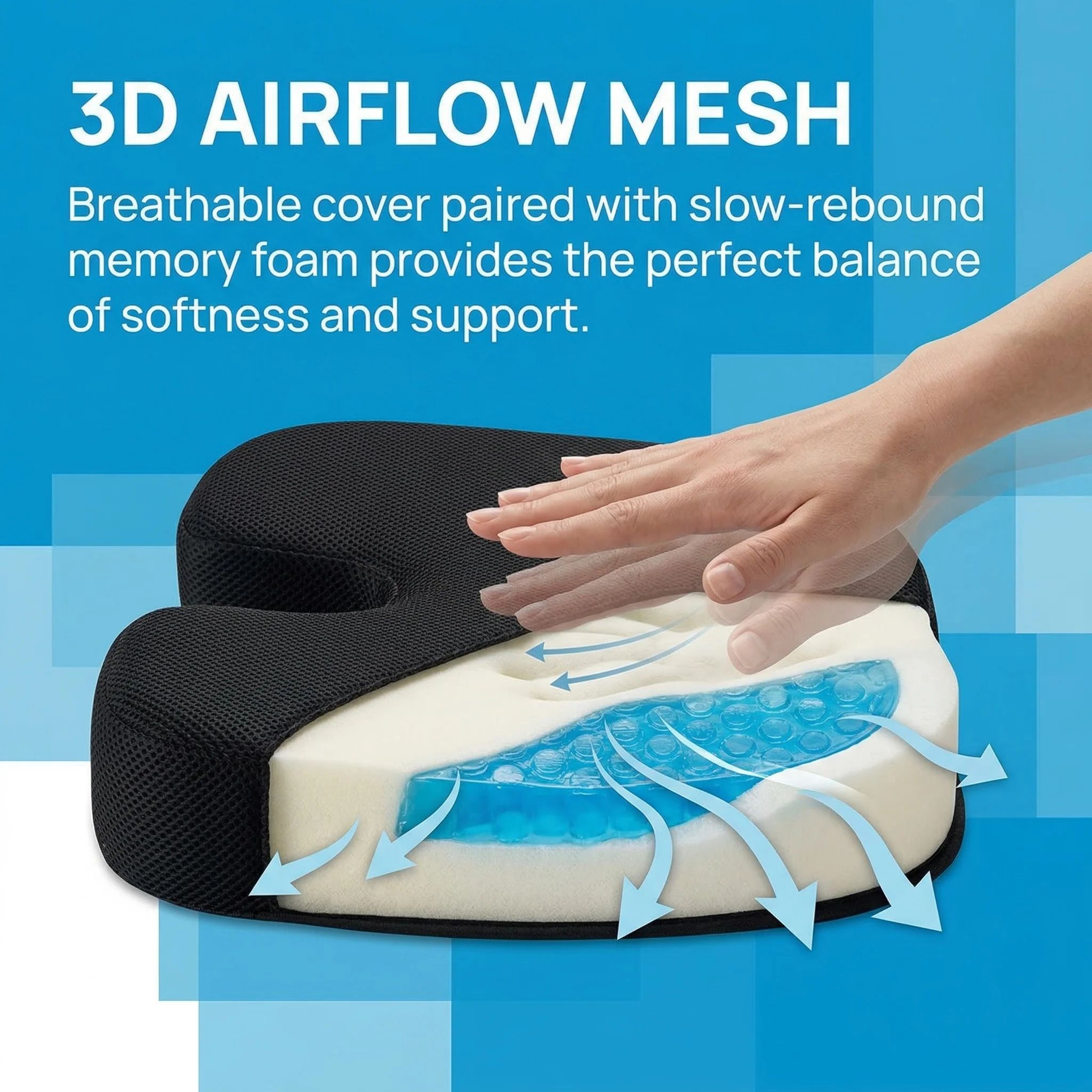 Gel Memory Foam Coccyx Seat Cushion 1