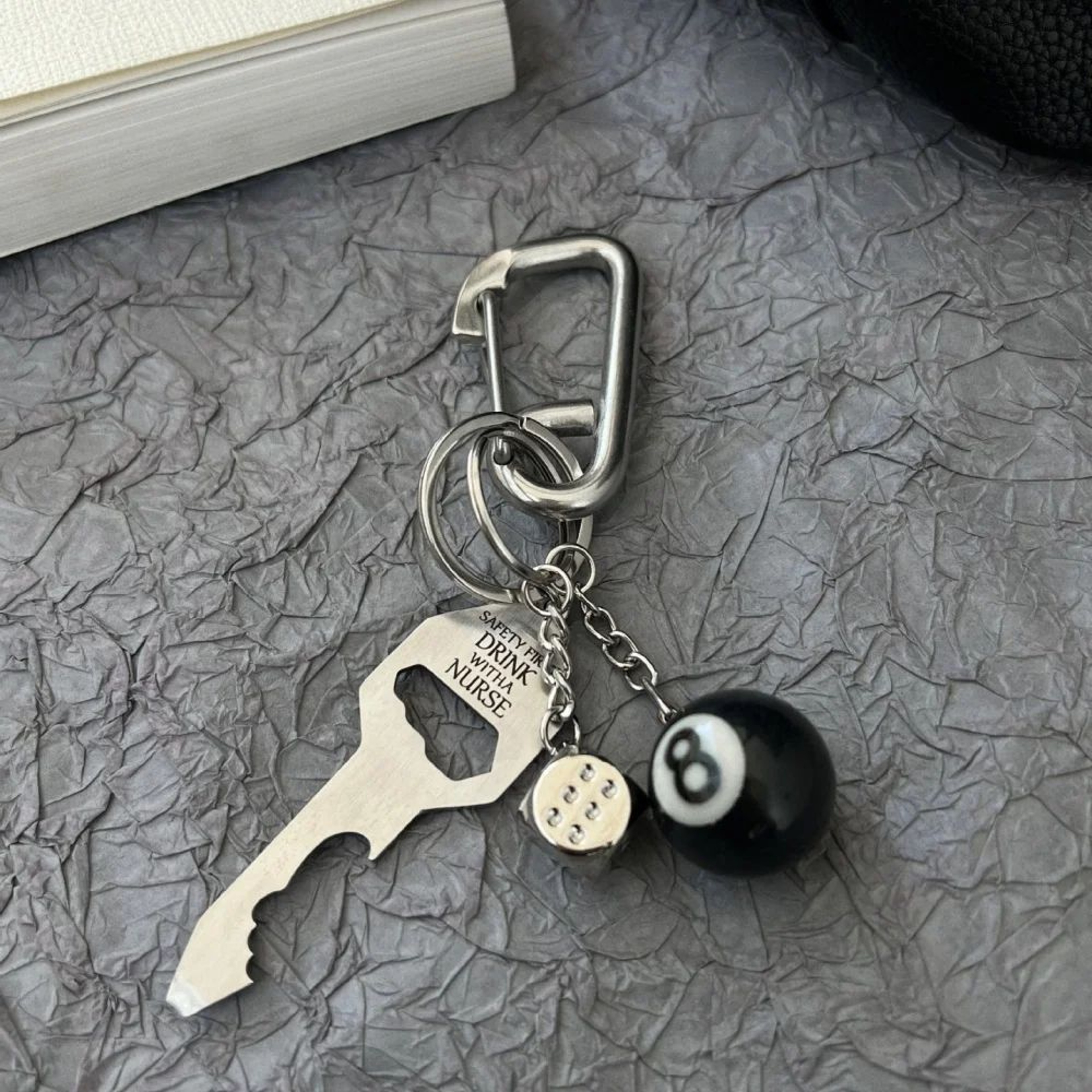 8 Ball Dice Bottle Opener Keychain 1