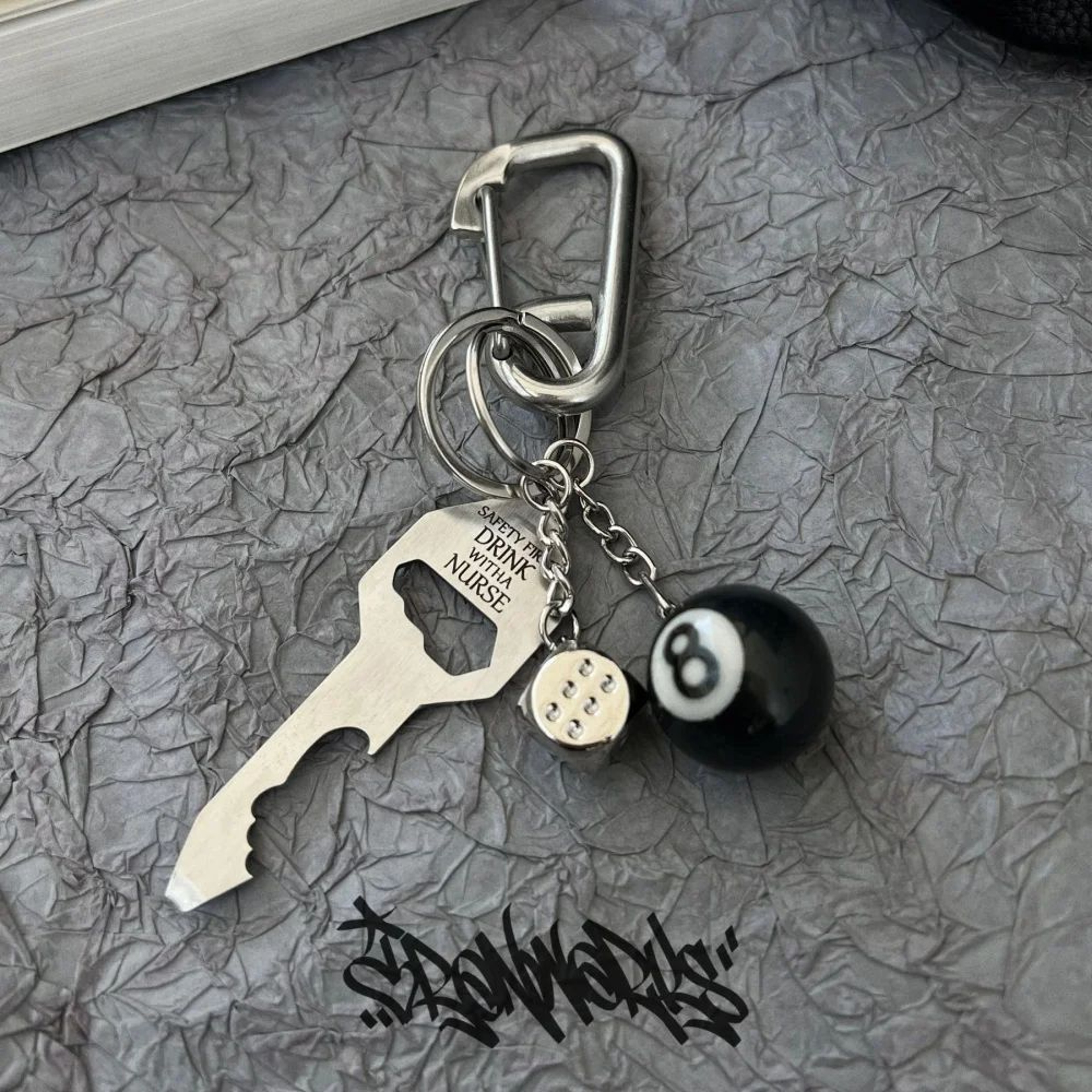 8 Ball Dice Bottle Opener Keychain 2