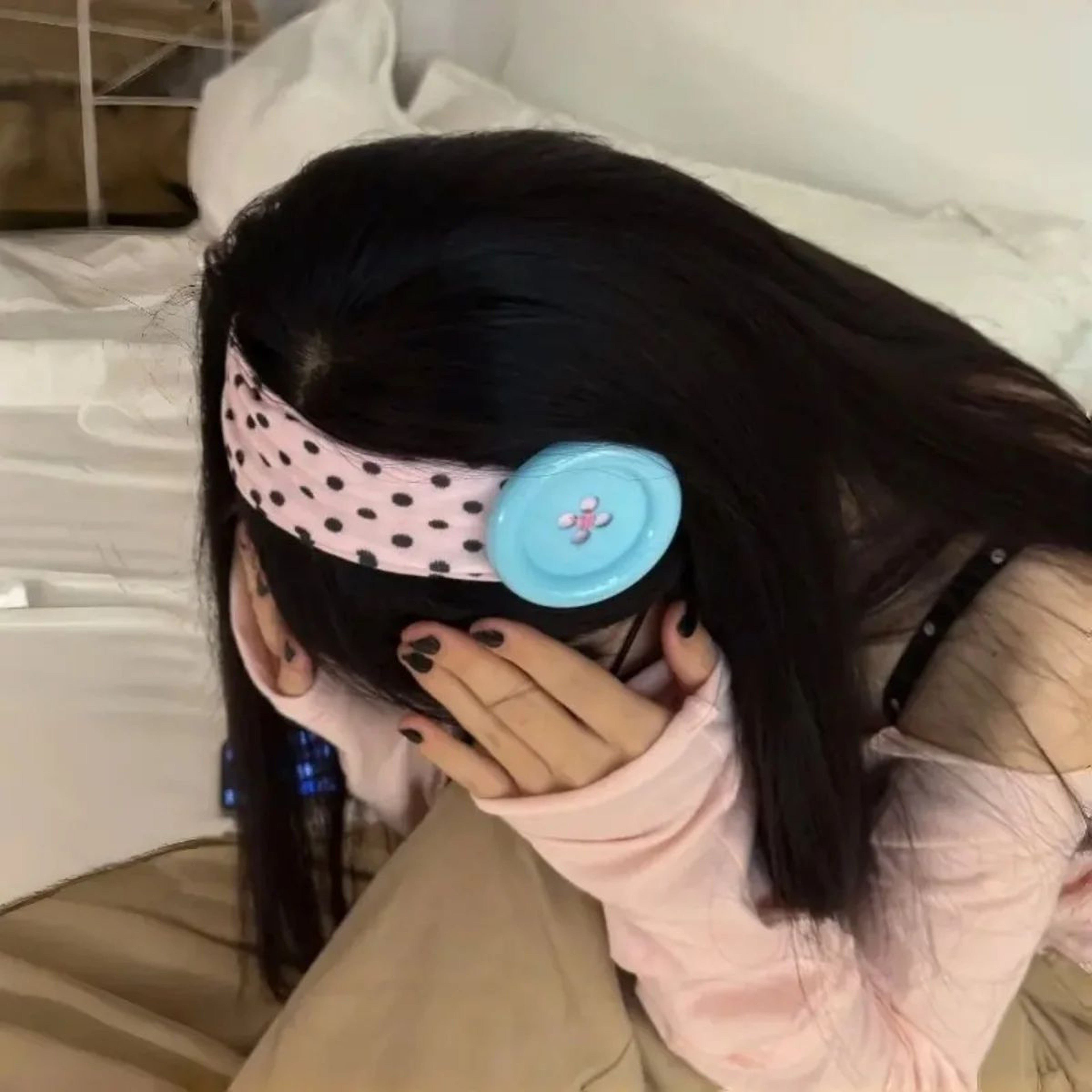Retro Polka Dot Button Headband 3