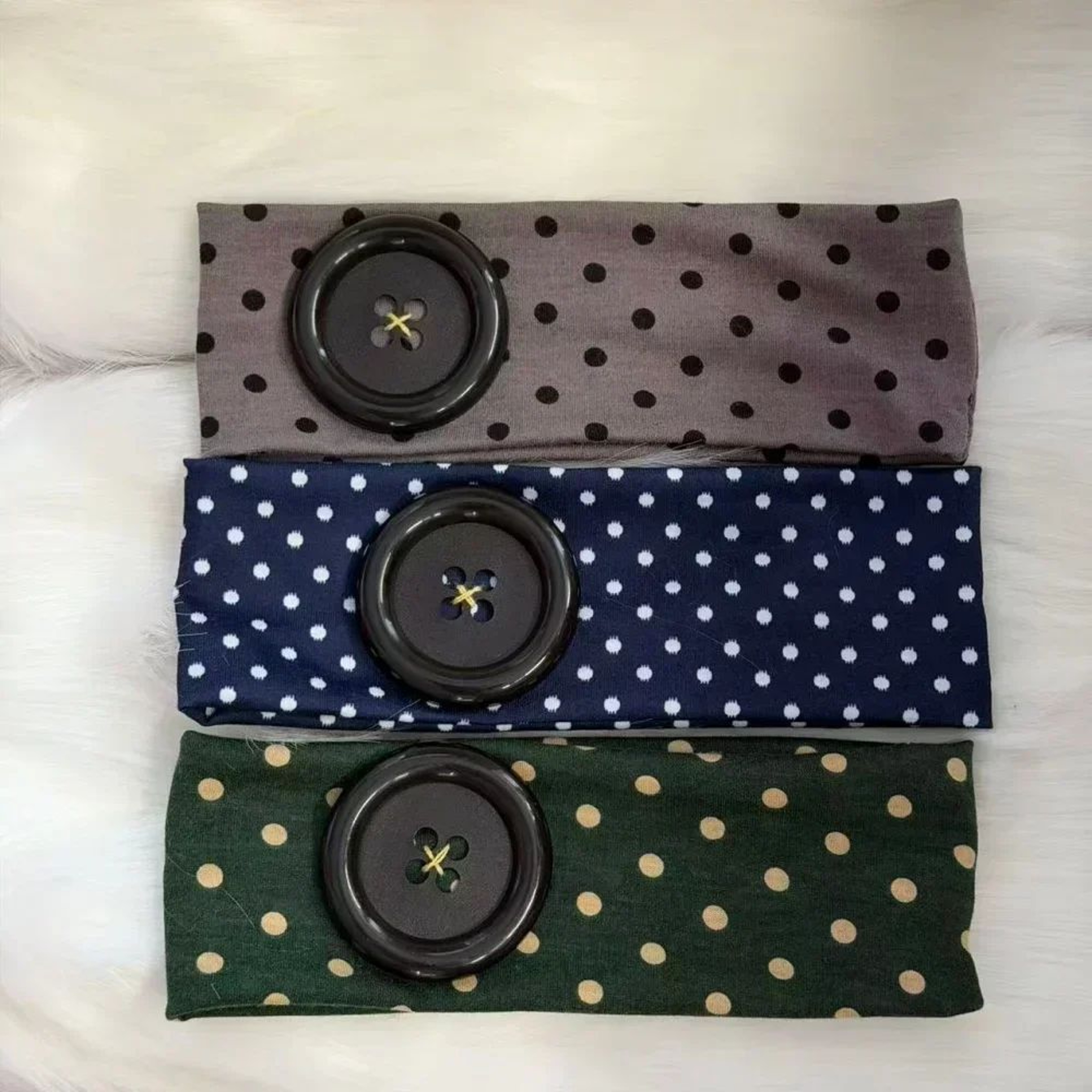 Vintage Polka Dot Button Headband 1