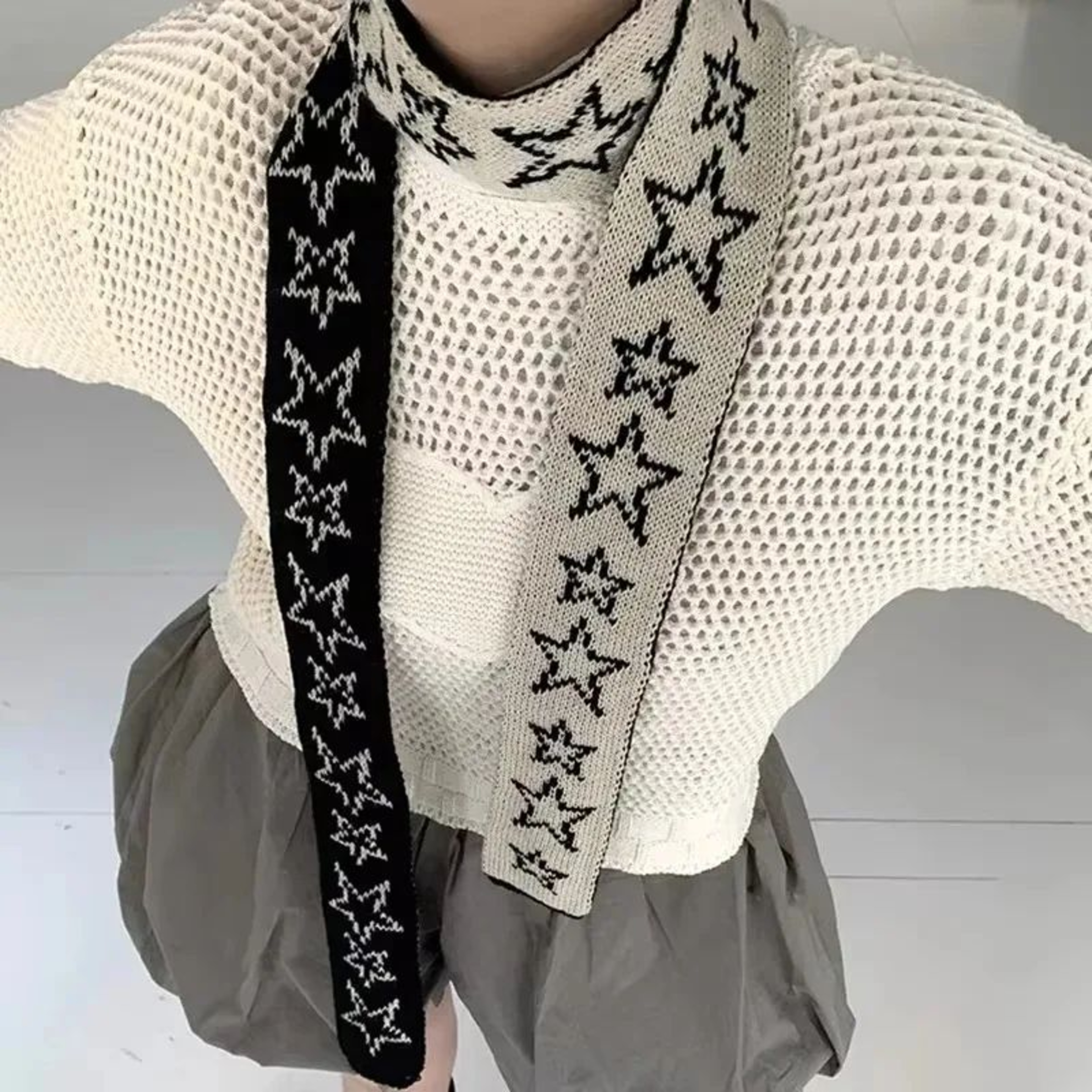 Vintage Star Knitted Skinny Scarf 0