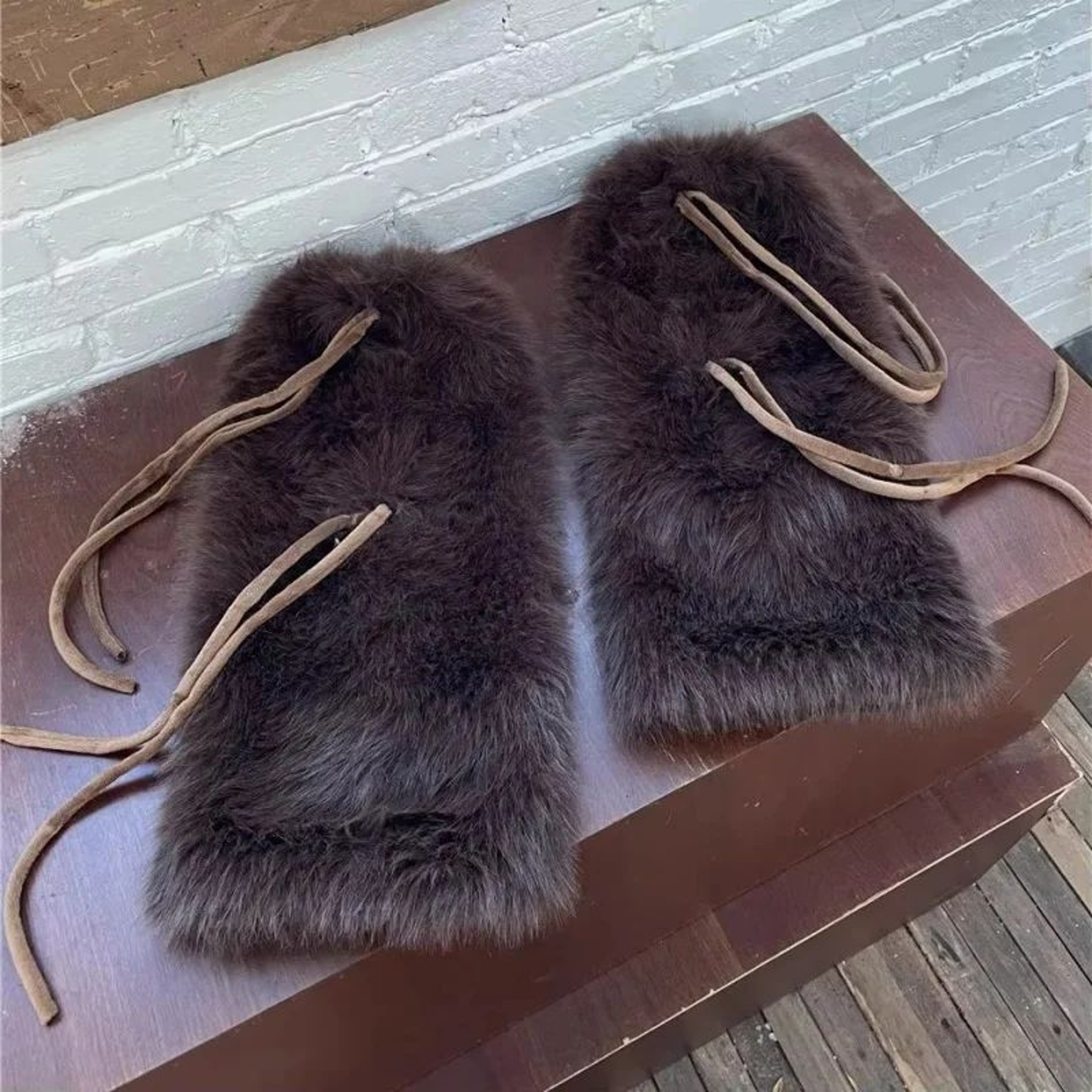 Plush Bow Faux Fur Leg Warmers 6