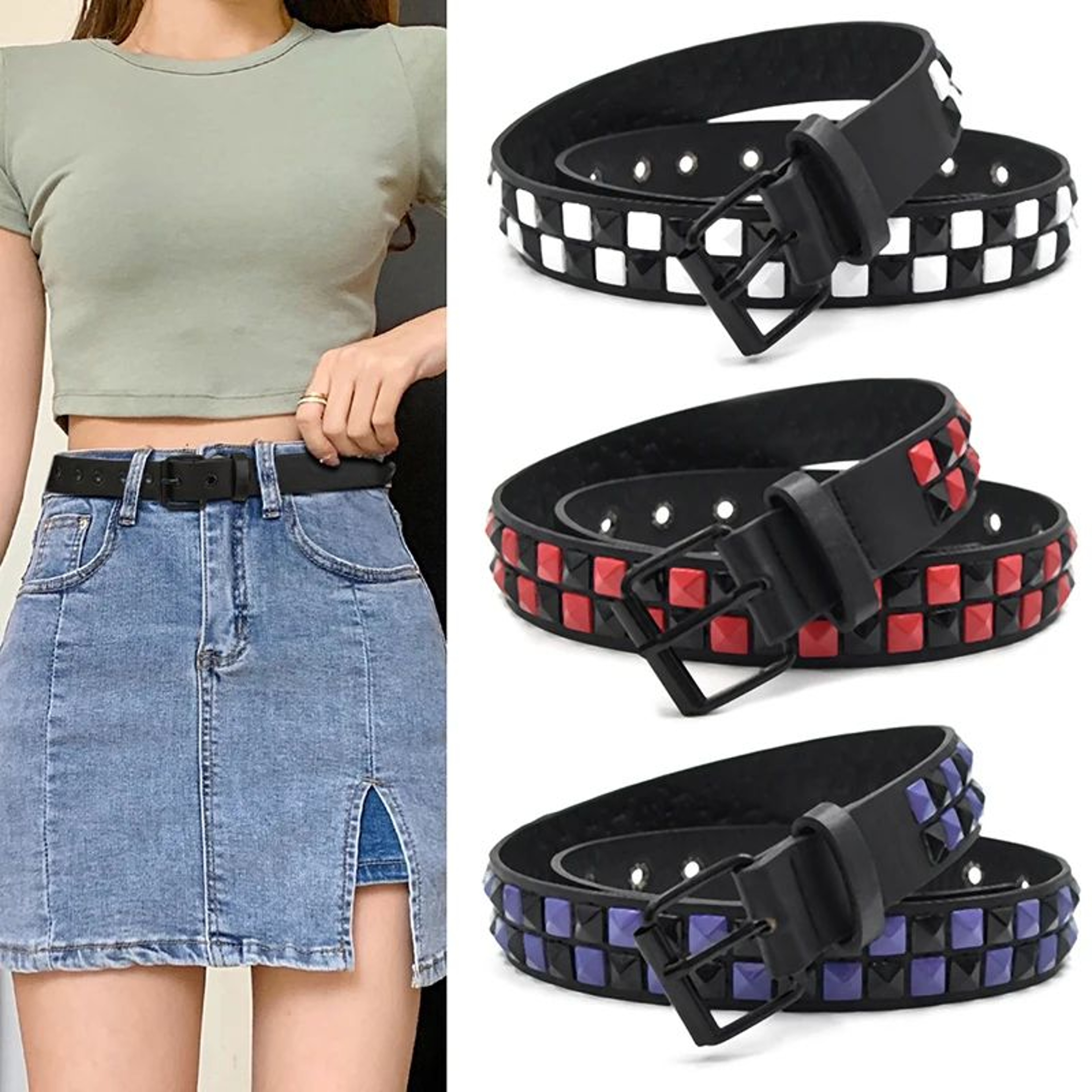 Purple Rivet Punk Y2K Belt 0