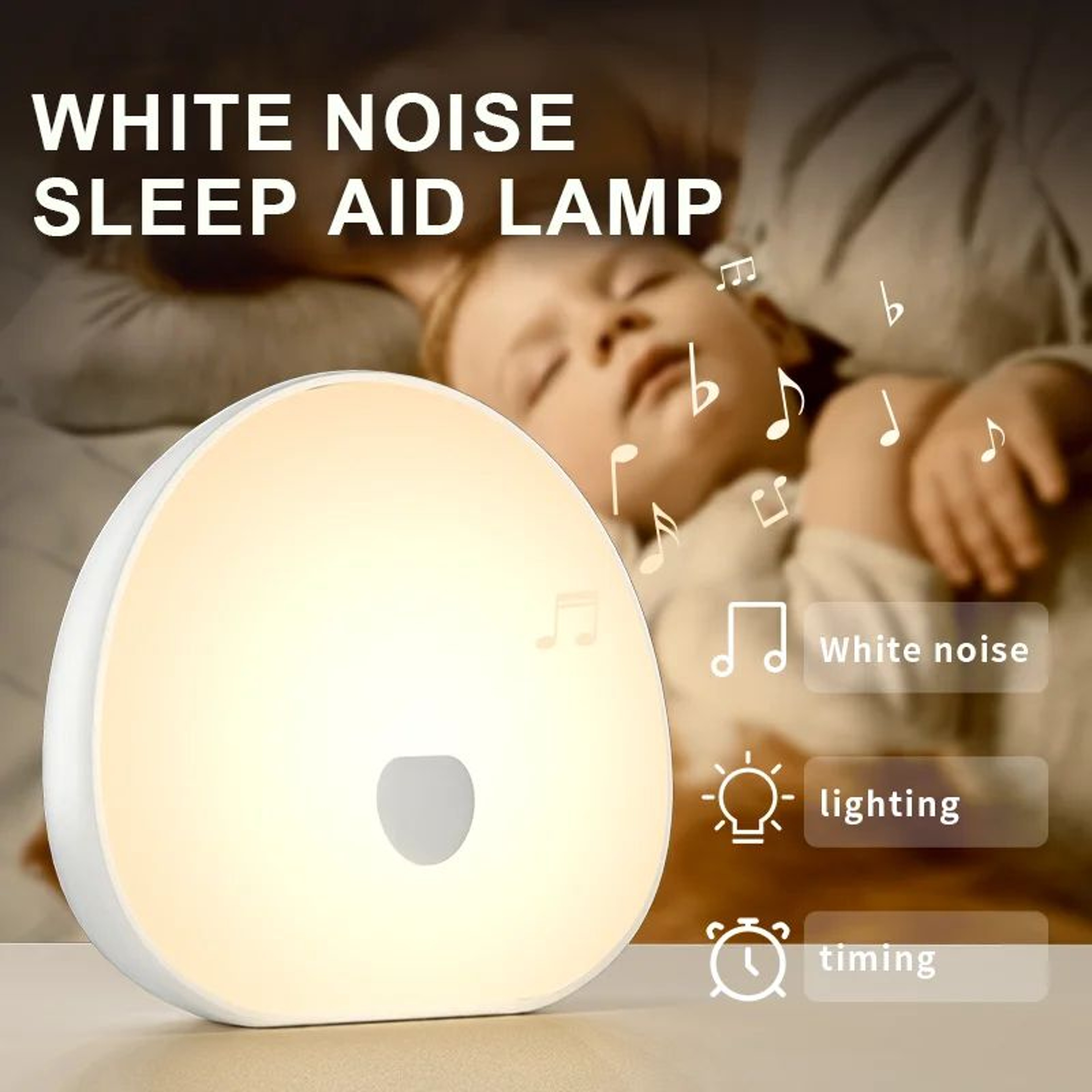 Portable White Noise Sleep Machine With Night Light 1