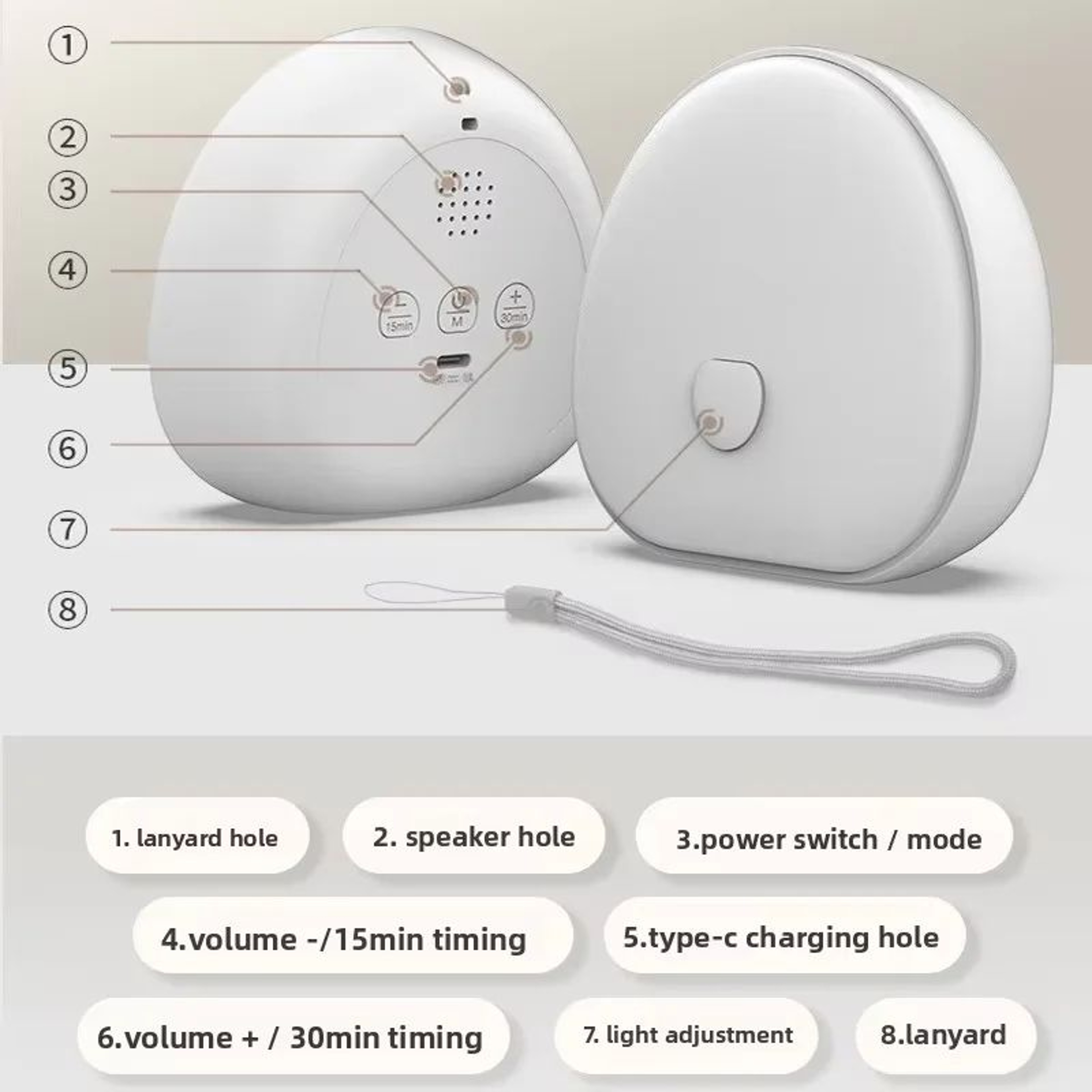 Portable White Noise Machine With Night Light 4