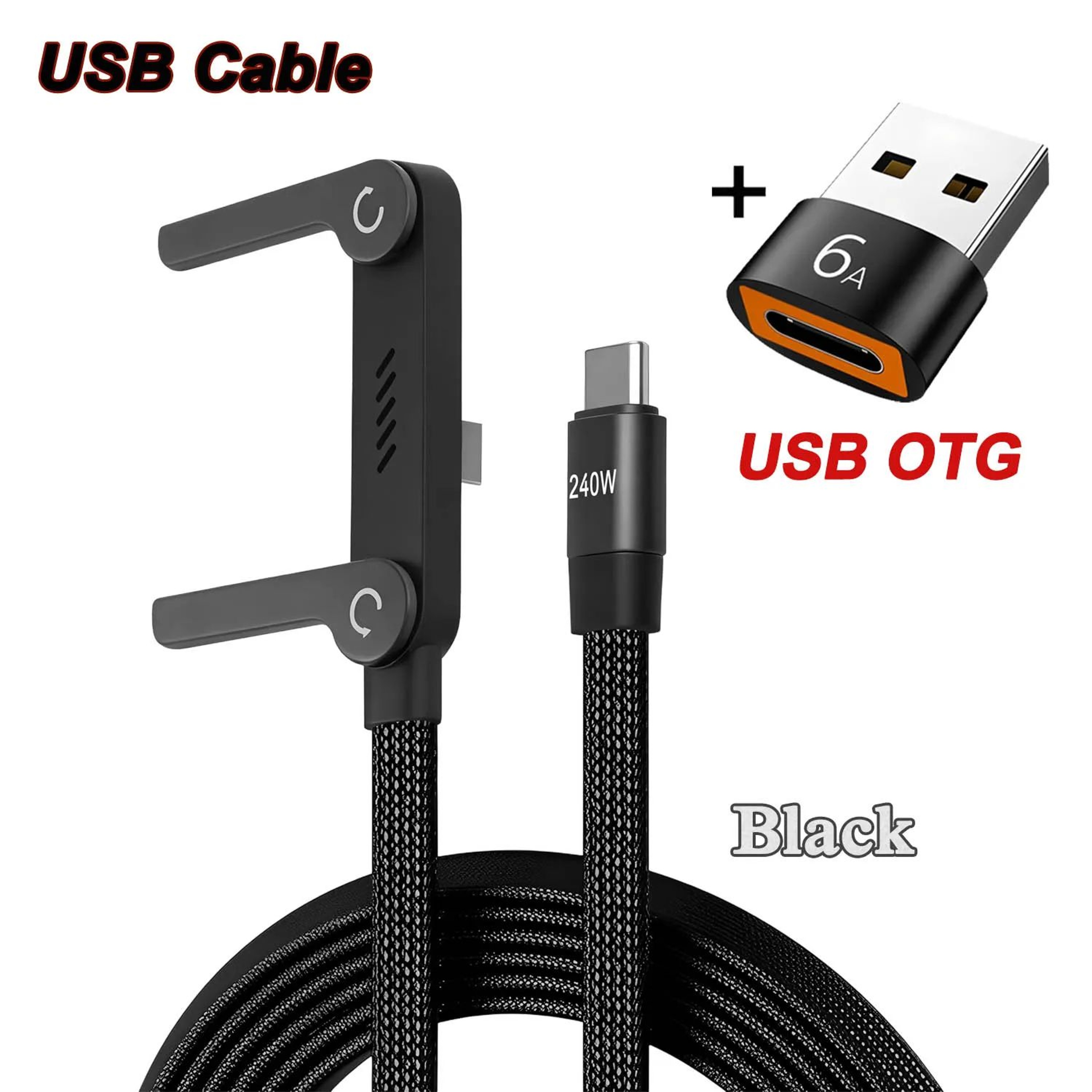 240W 2 In 1 Fast Charging Cable With Phone Stand 6