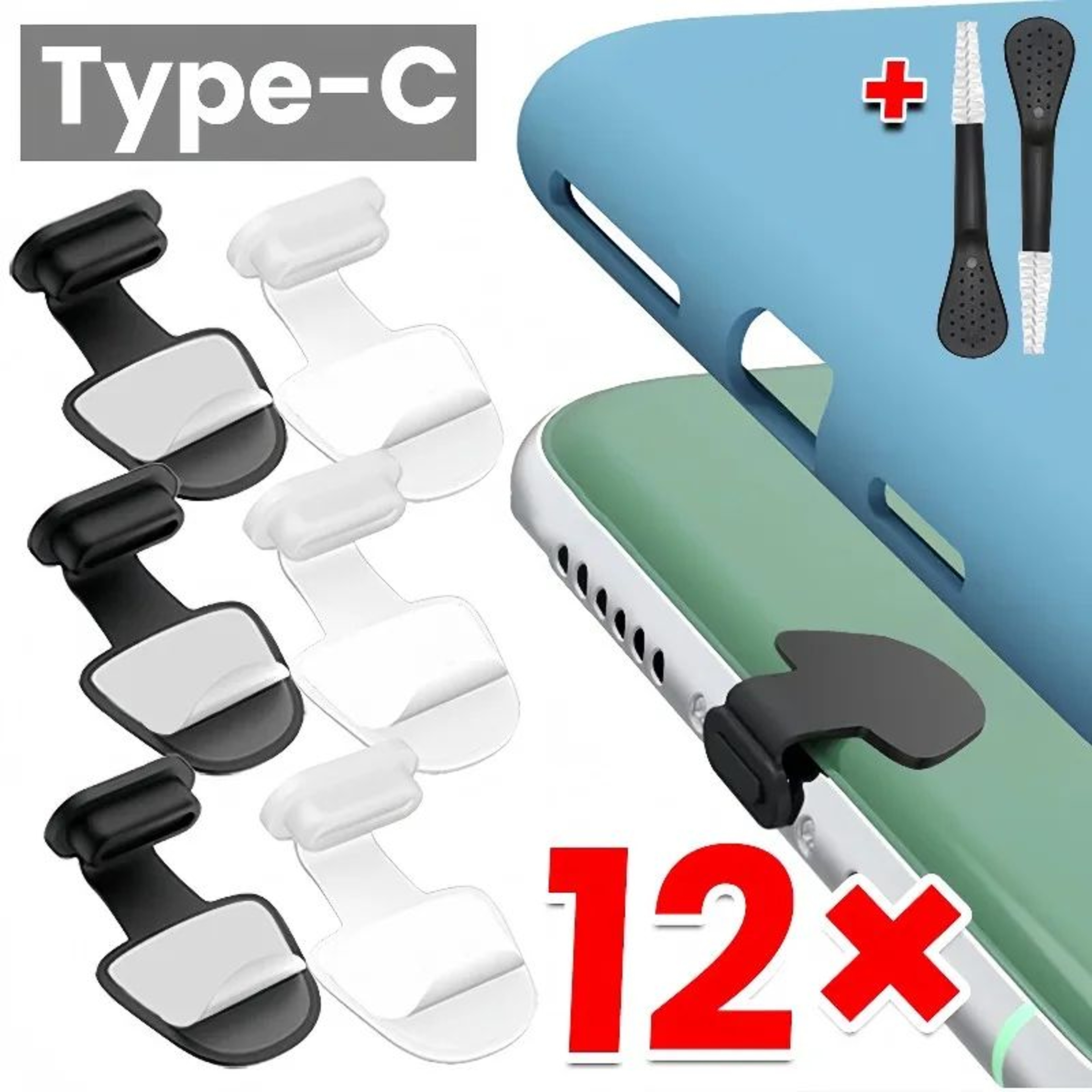 USB C Dust Plug And Cleaning Brush Set 0