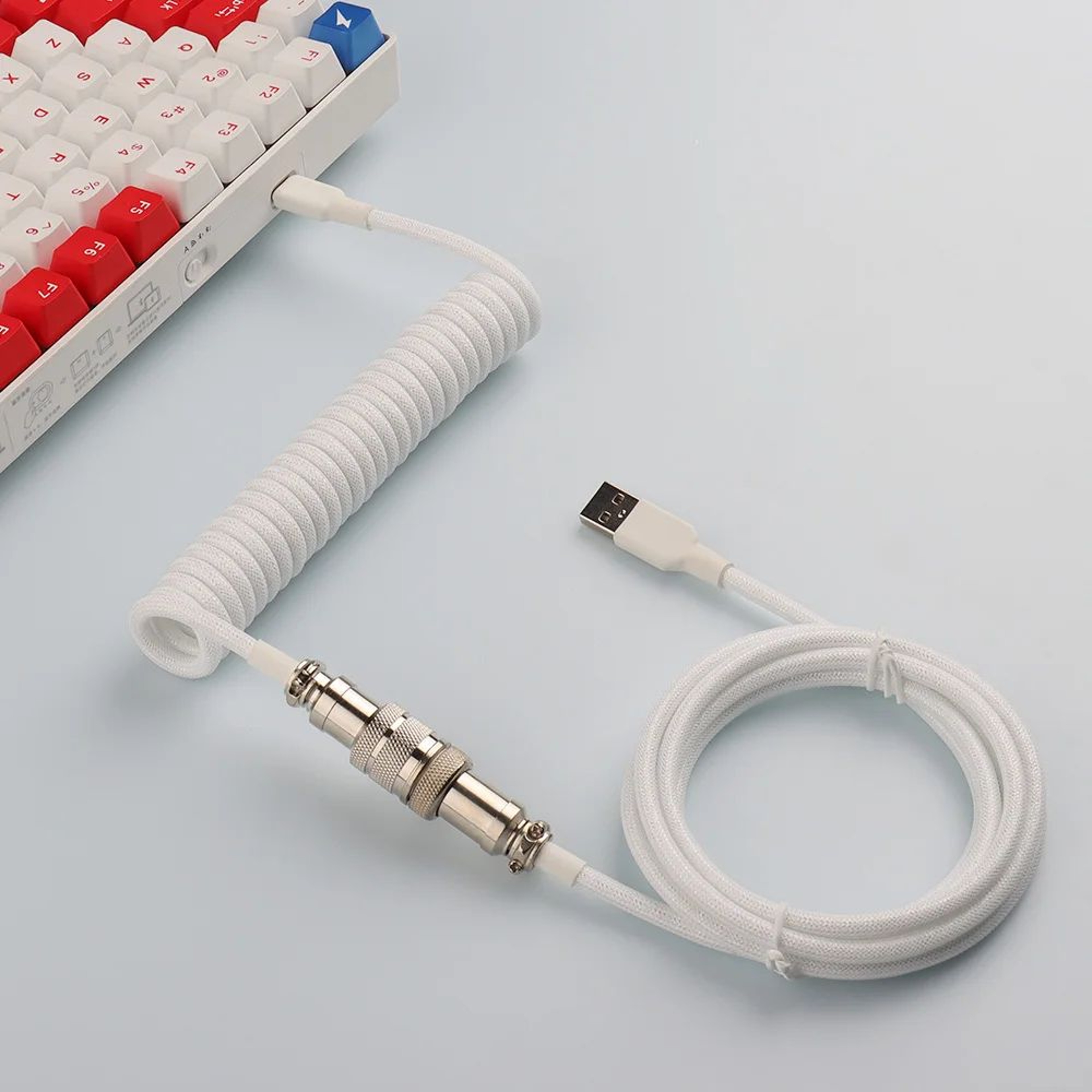 Coiled USB C Keyboard Cable With Aviator Connector 0