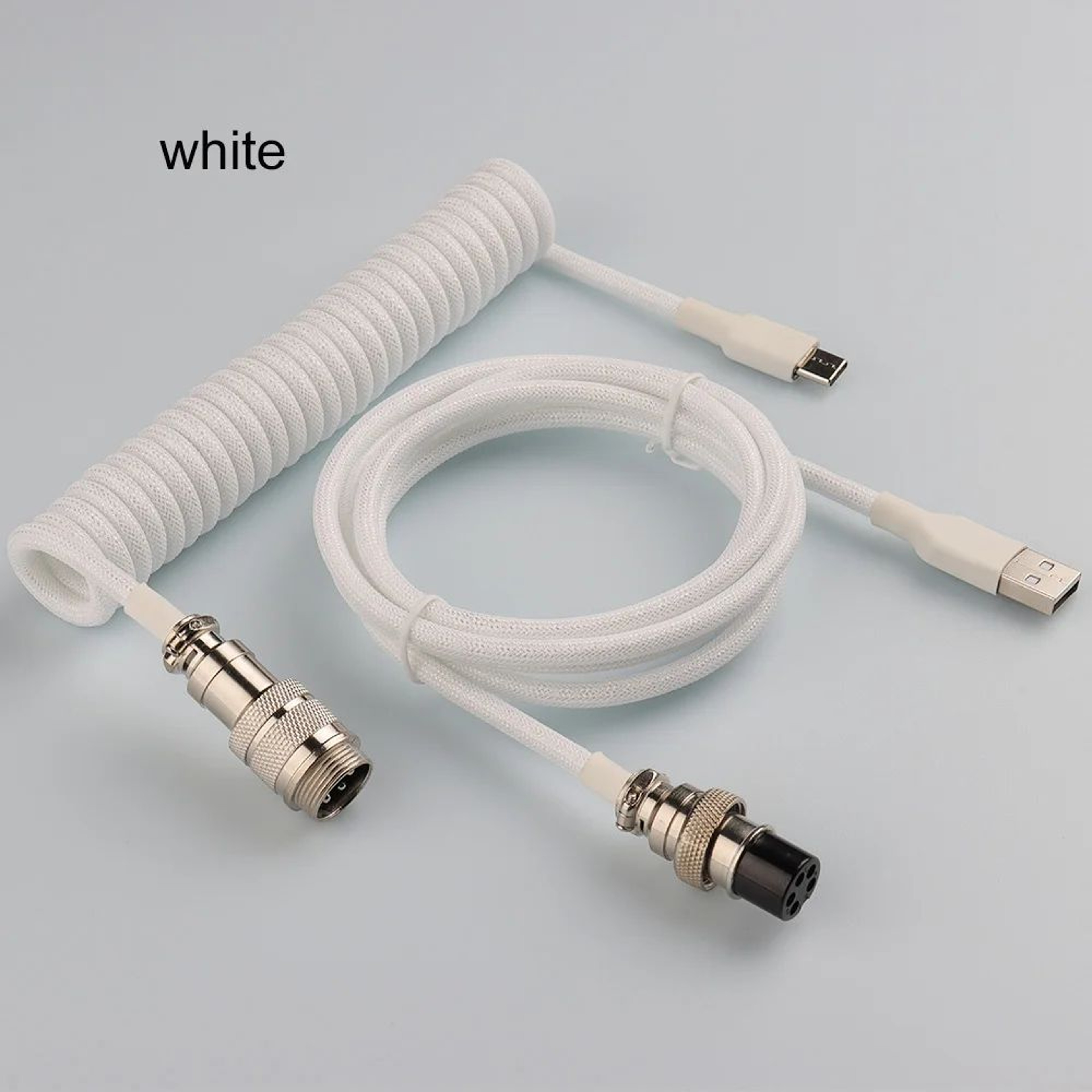 Coiled USB C Keyboard Cable With Aviator Connector 7
