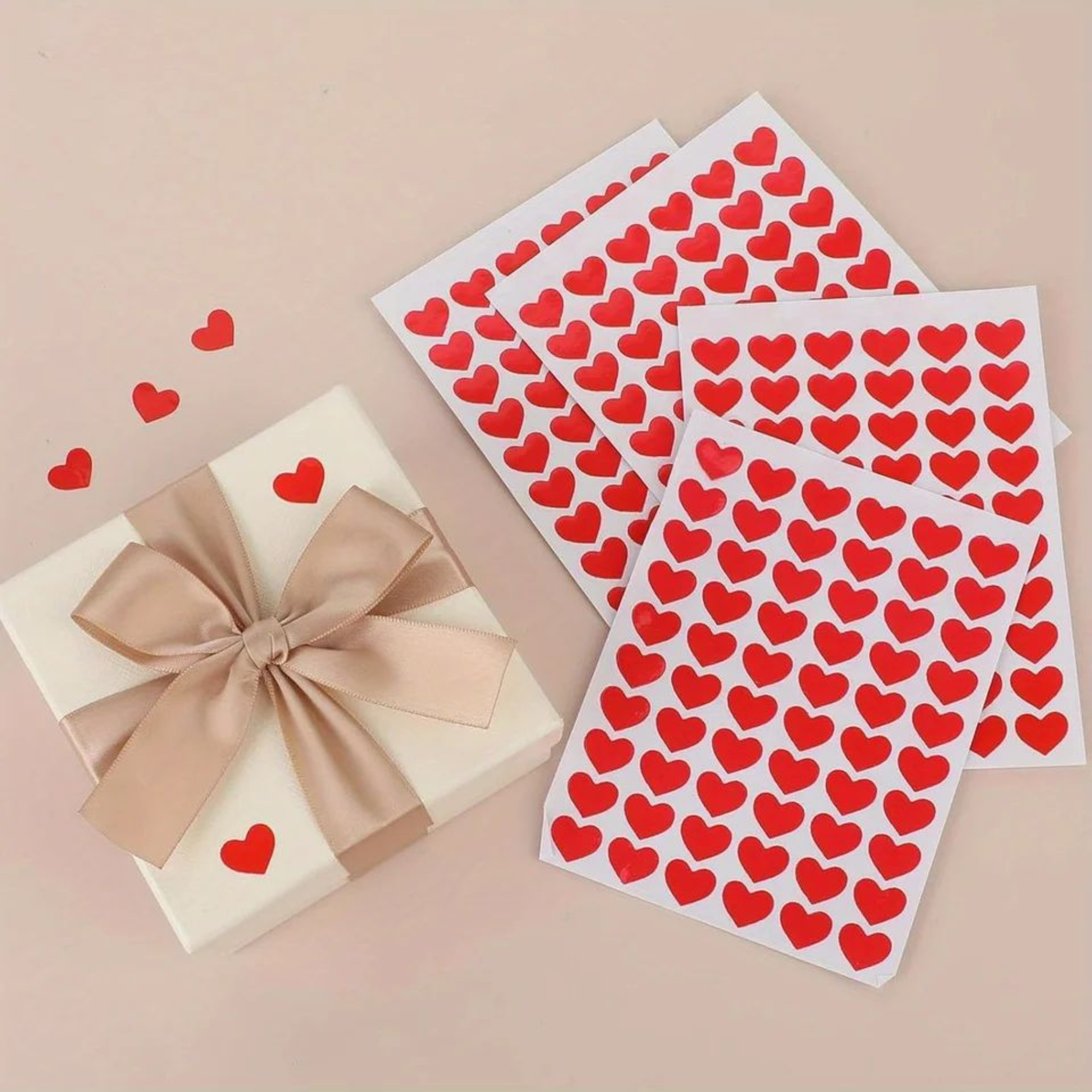 Mini Red Heart Stickers Self Adhesive Gift Labels 0