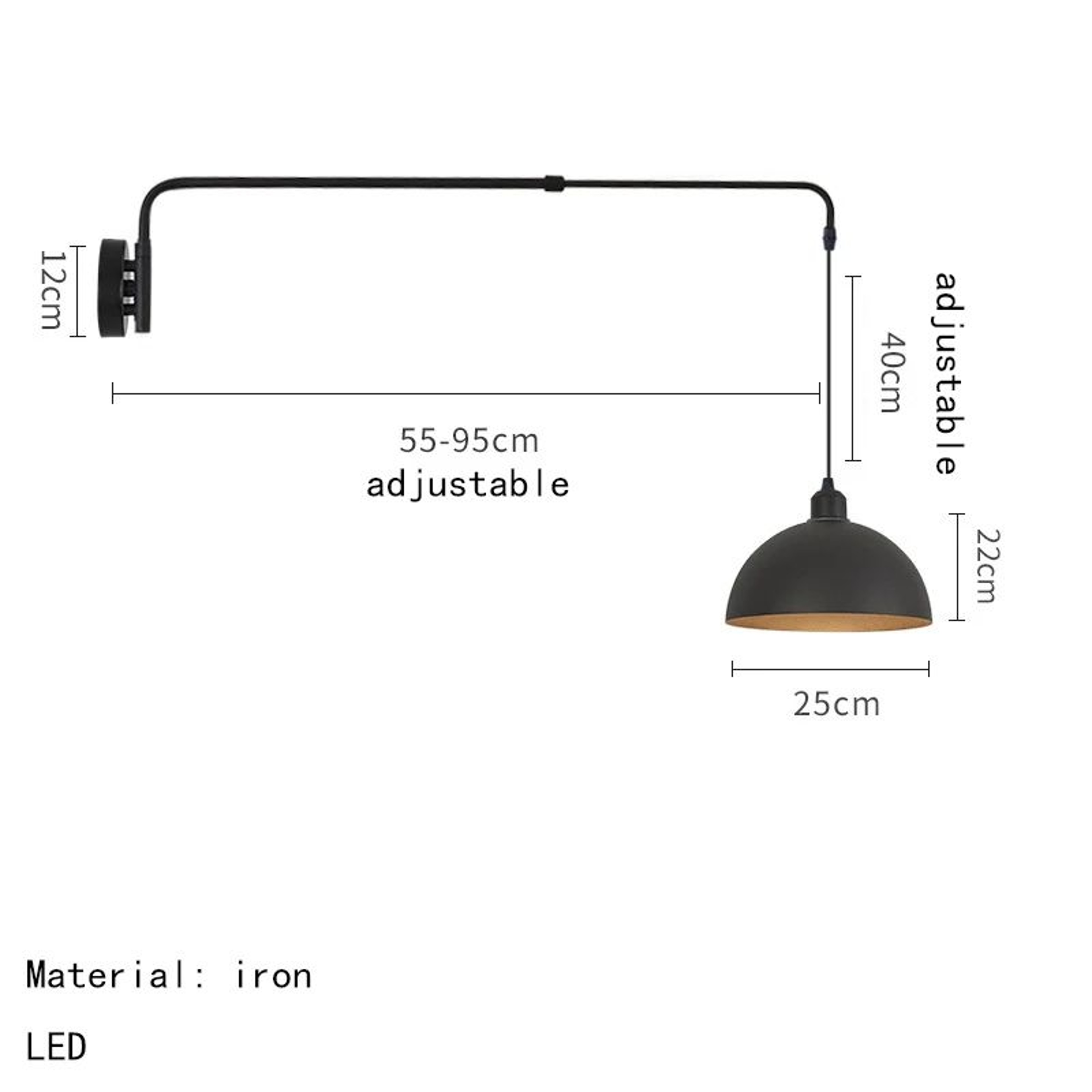 Industrial Adjustable Swing Arm Wall Lamp 10