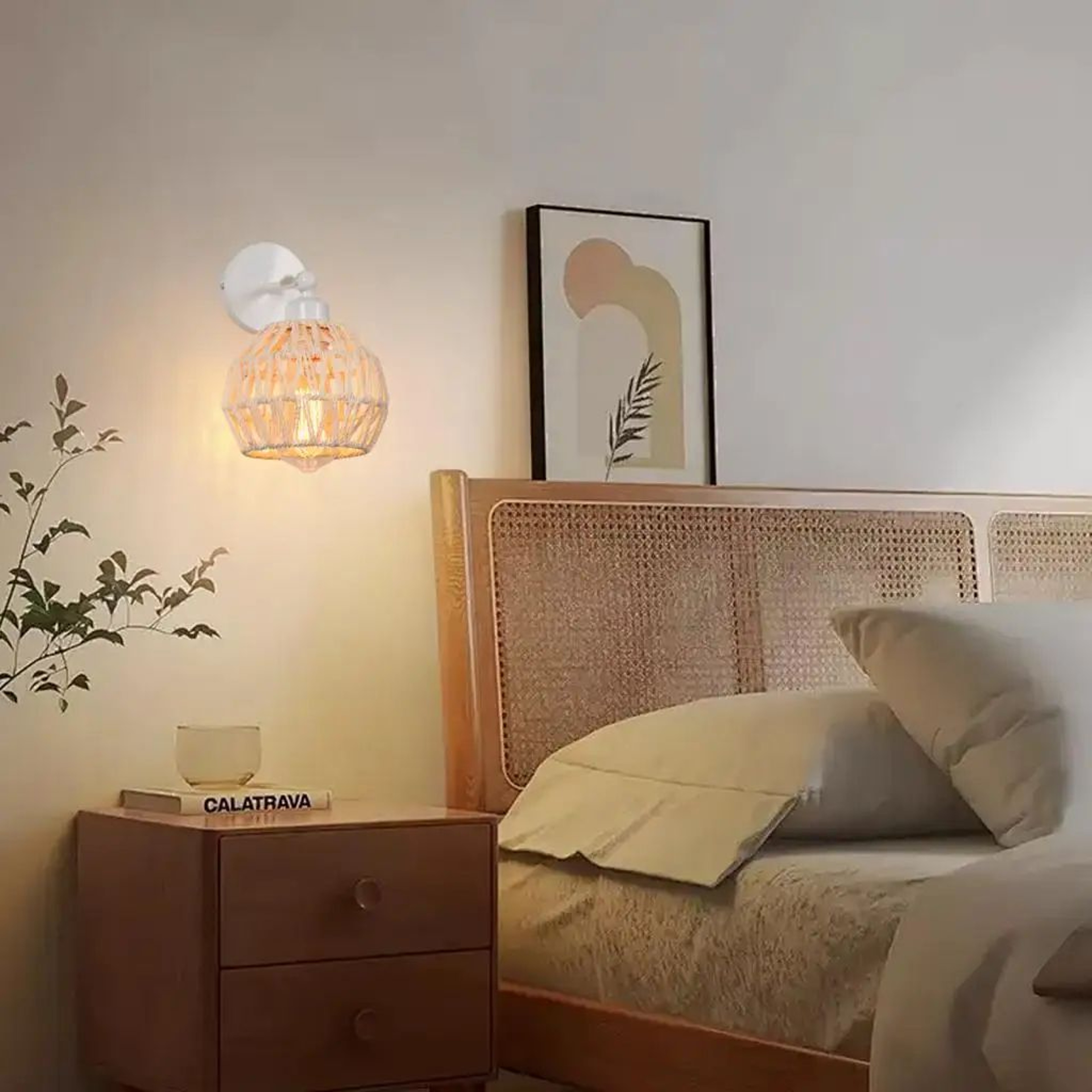 Boho Rattan Hemp Rope Wall Lamp 5