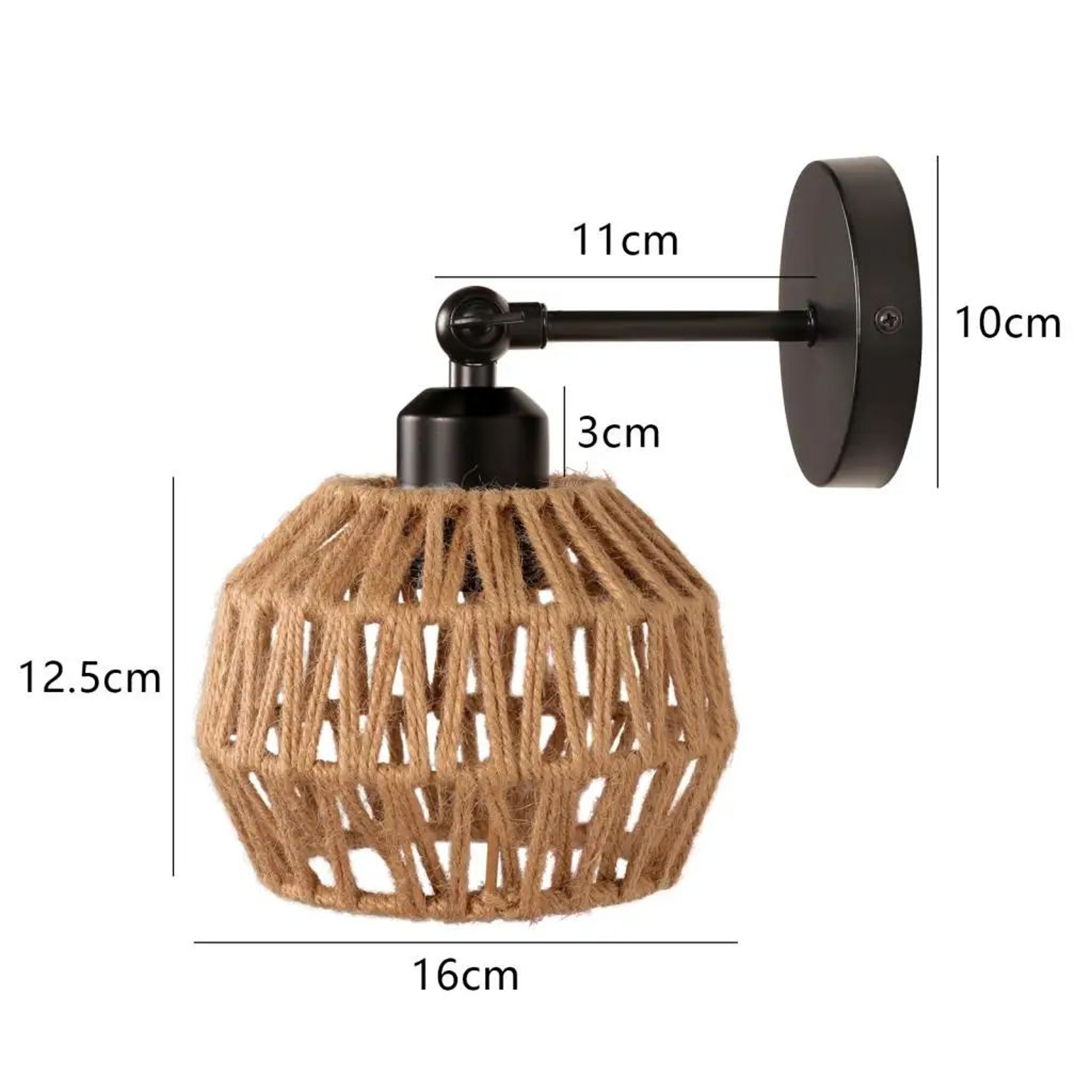 Boho Rattan Hemp Rope Wall Lamp 8