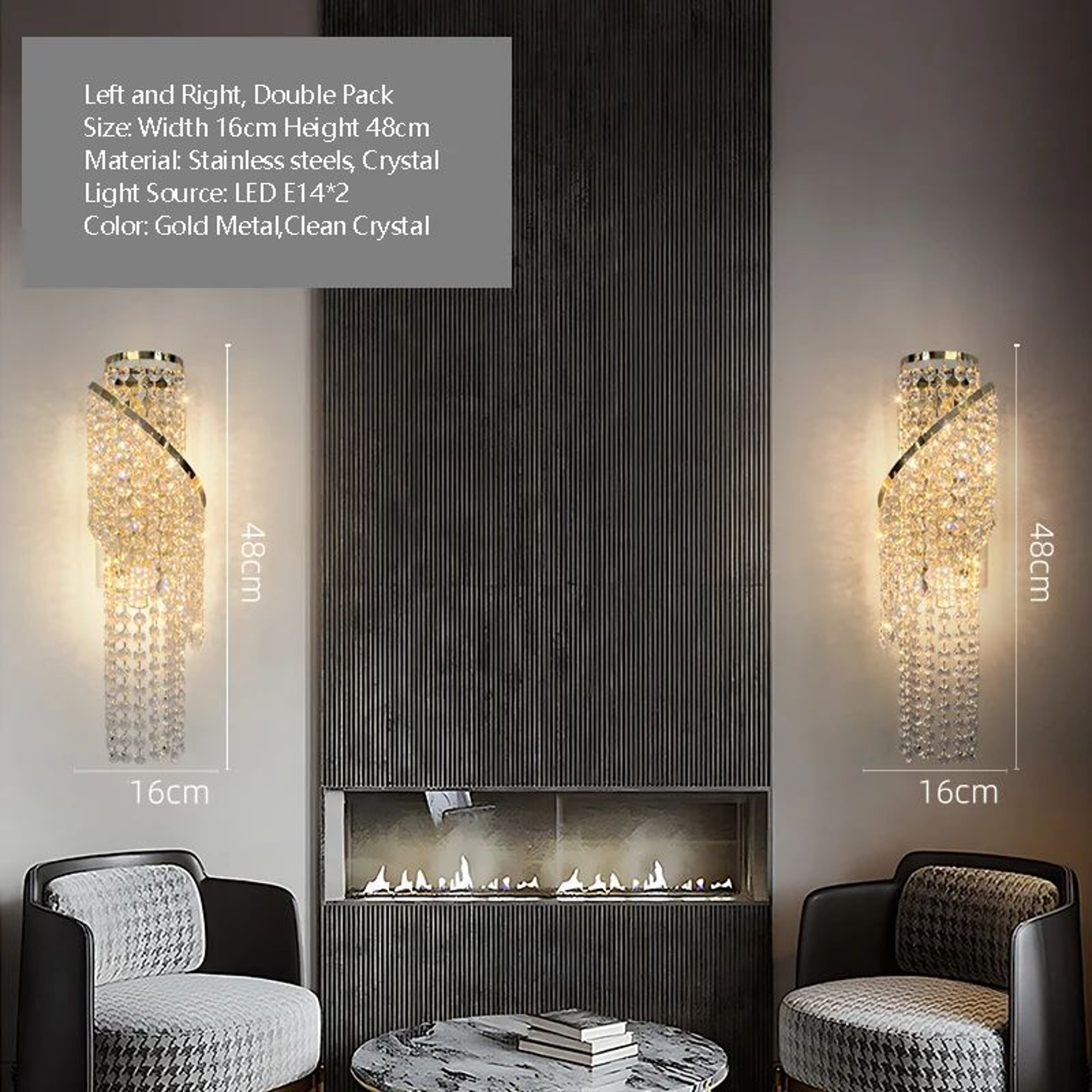 Luxury Crystal Tassel Wall Sconce 8