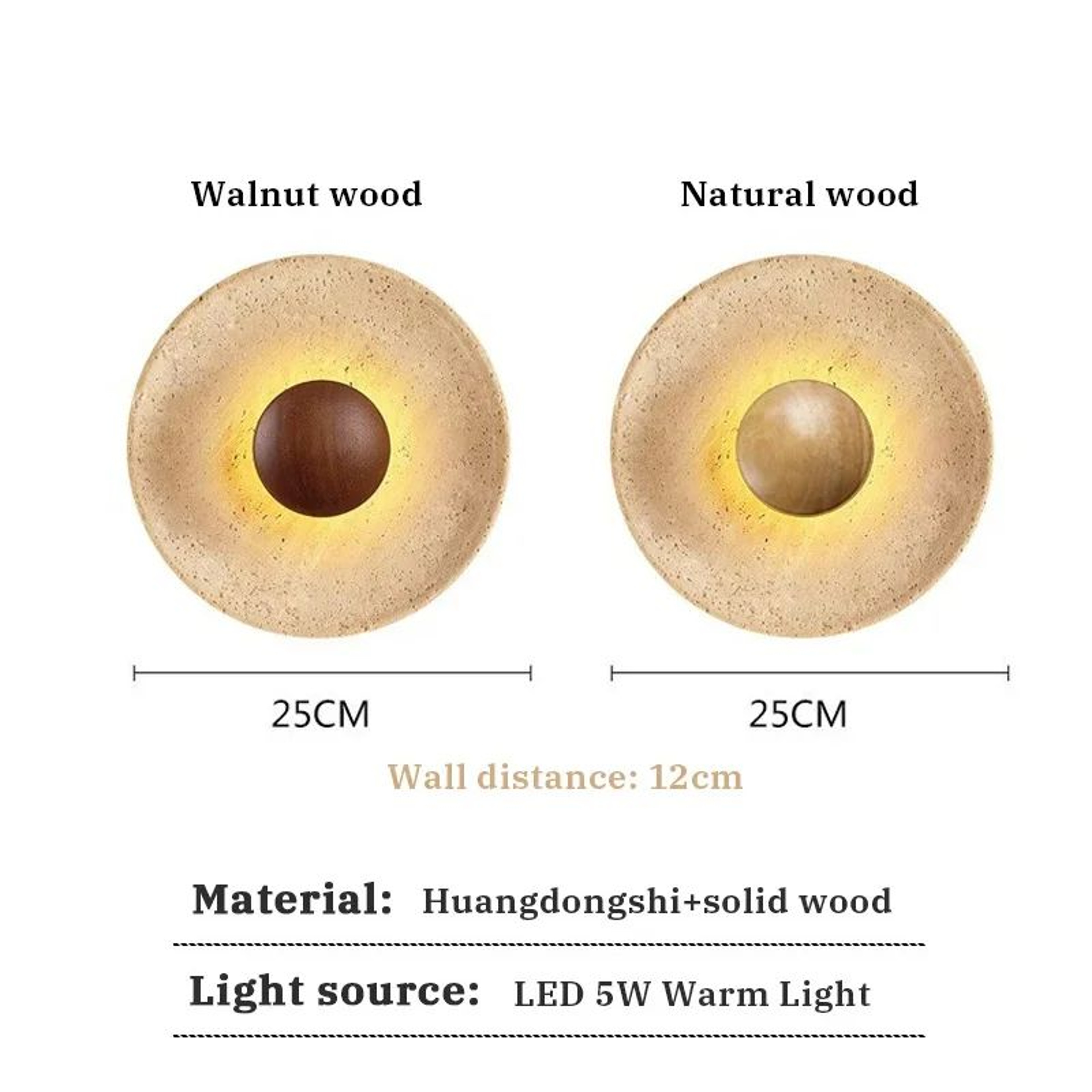 Wabi Sabi Natural Stone Round LED Wall Lamp 3