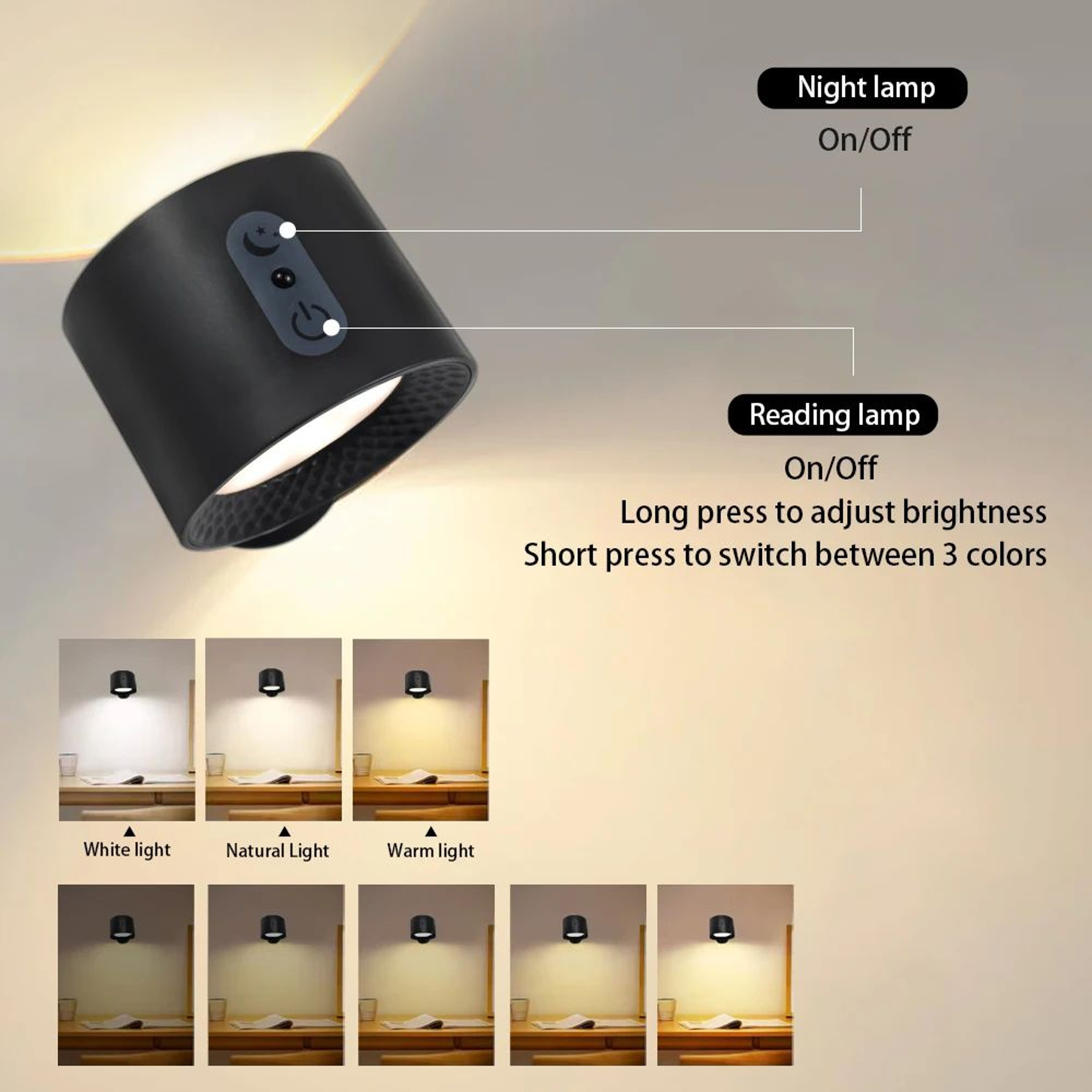 360 Rotating Rechargeable Magnetic LED Wall Light 3