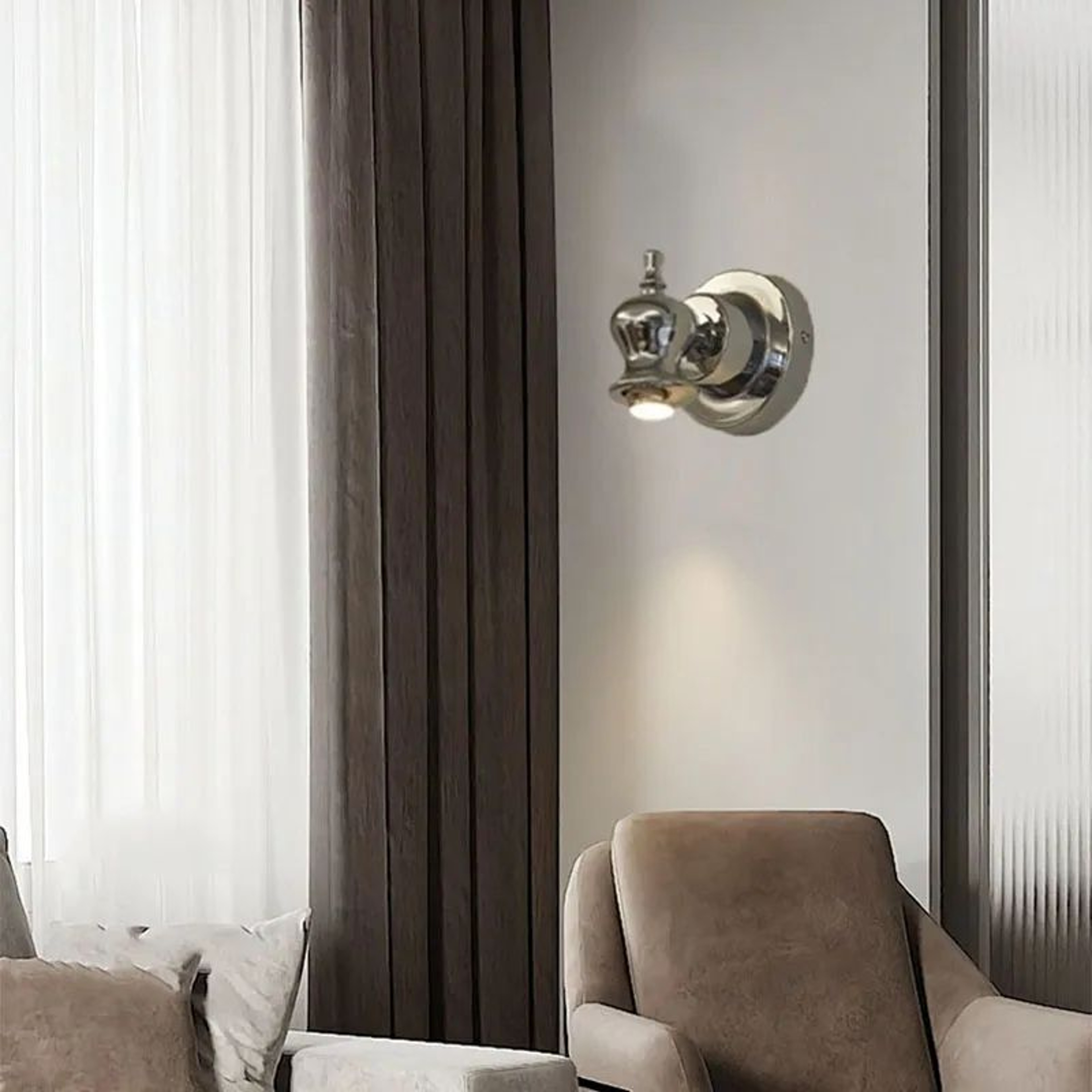 Modern Chrome 3000K Art Deco Wall Sconce 4
