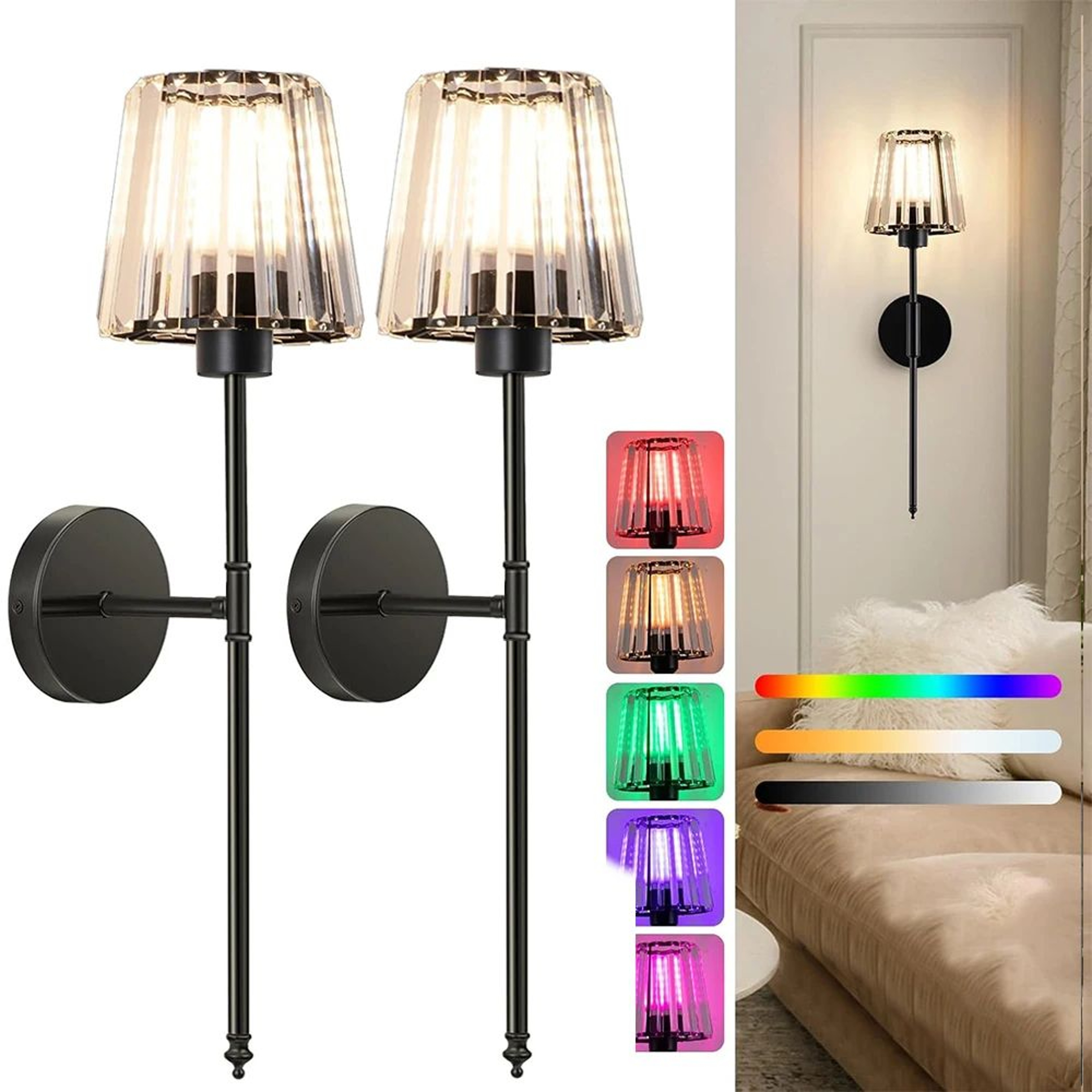 Wireless Rechargeable Crystal Wall Sconce 2