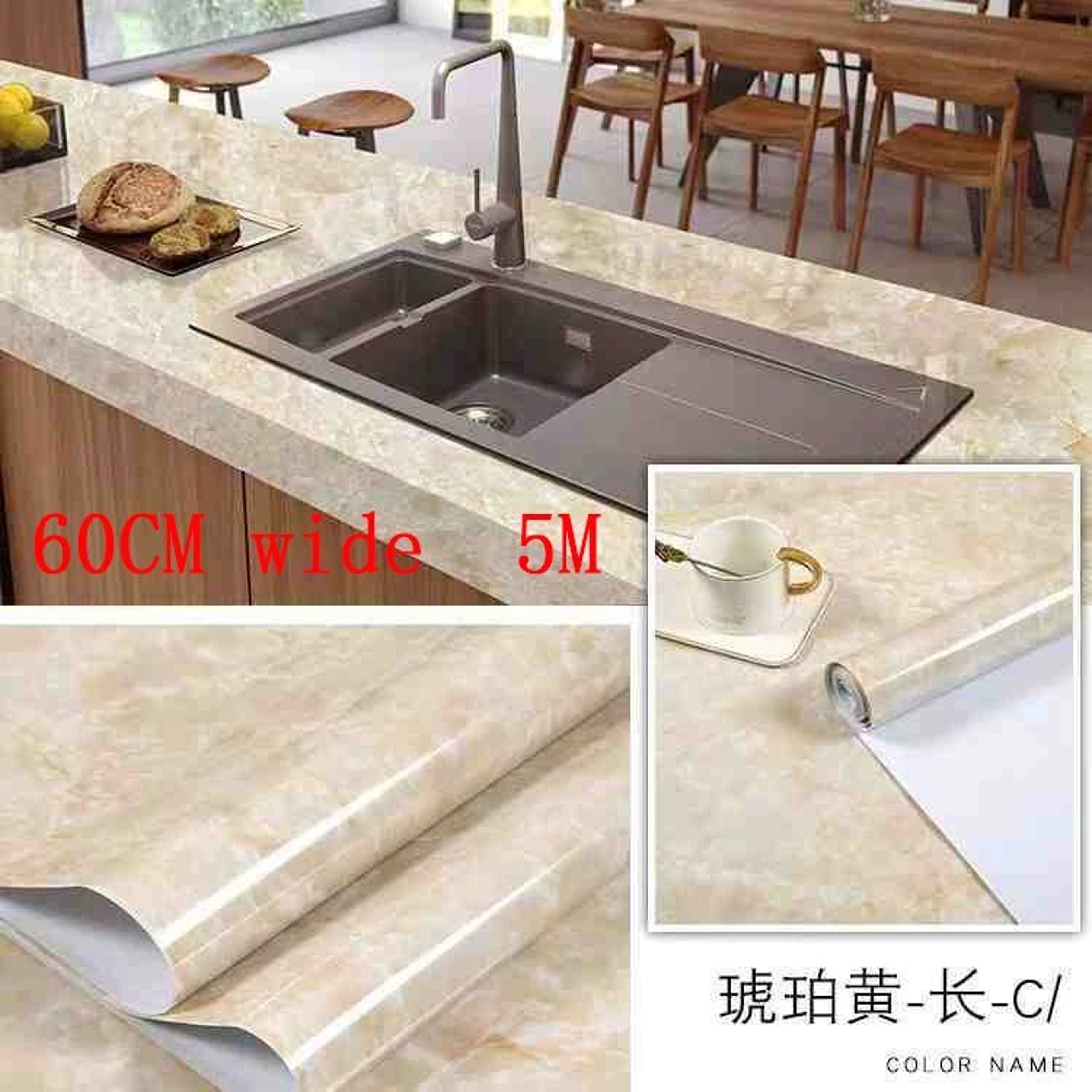Marvelle Waterproof Marble Kitchen Wallpaper 9