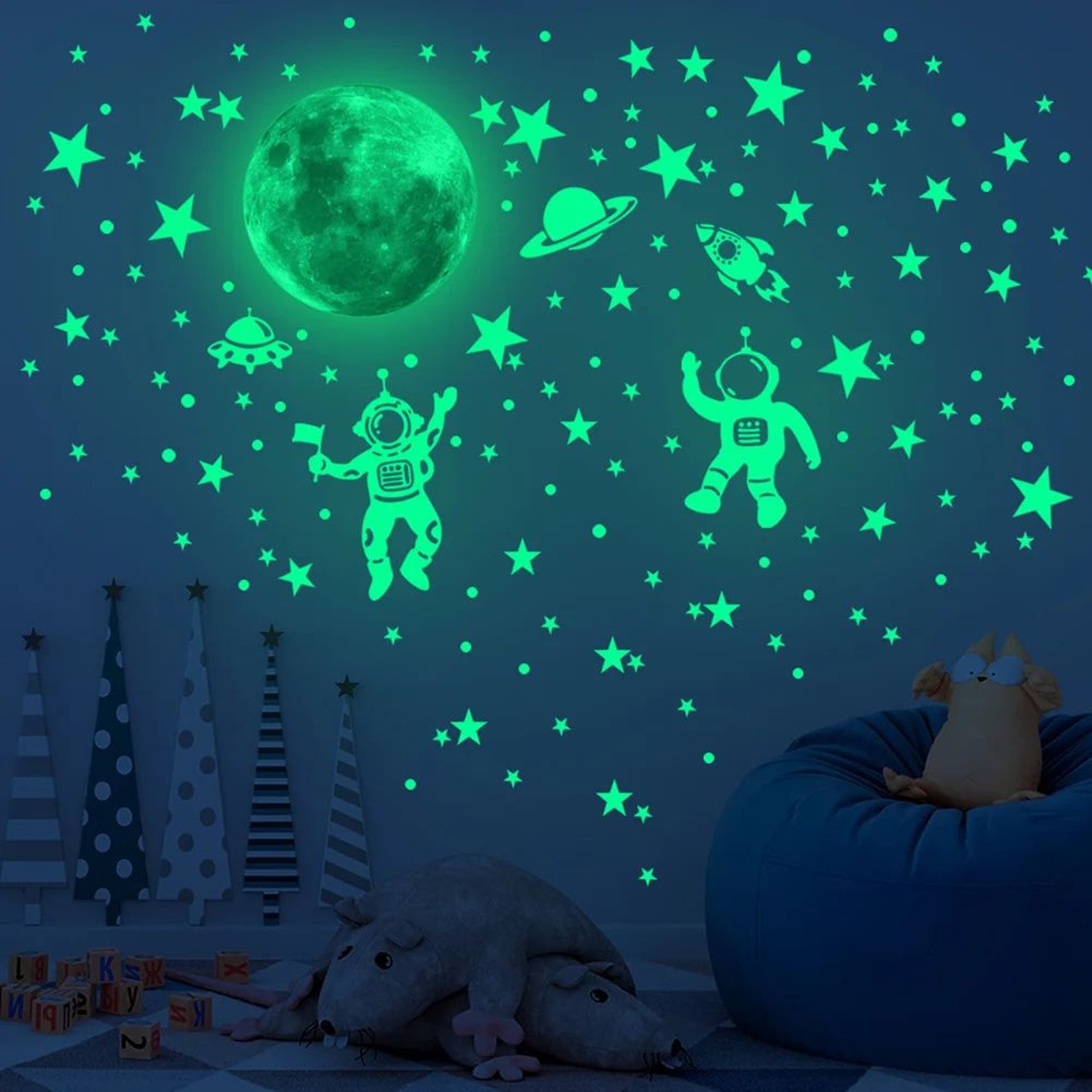 AstroGlow Astronaut Moon Wall Decals 2