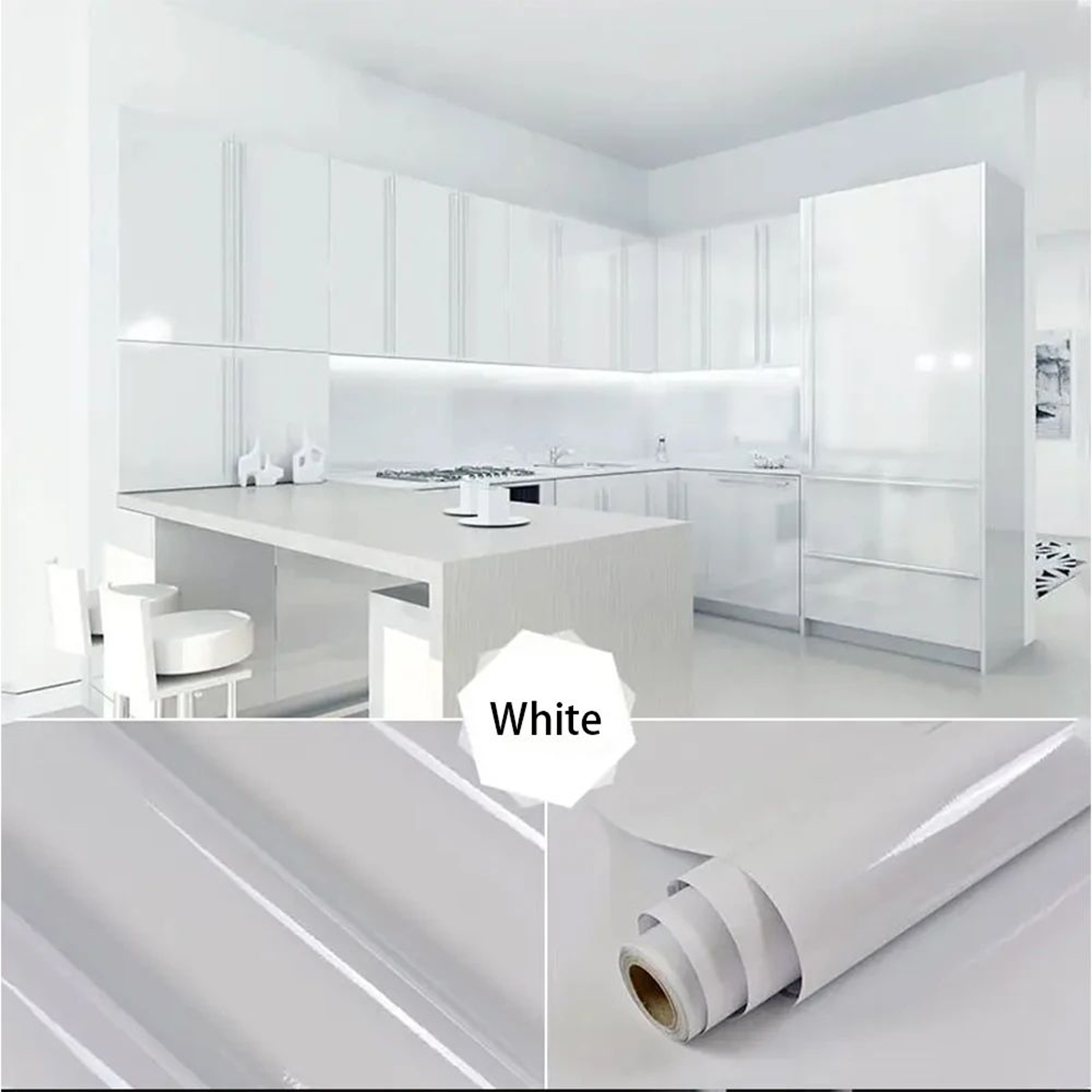 Pearlora White Self Adhesive Furniture Wallpaper 2