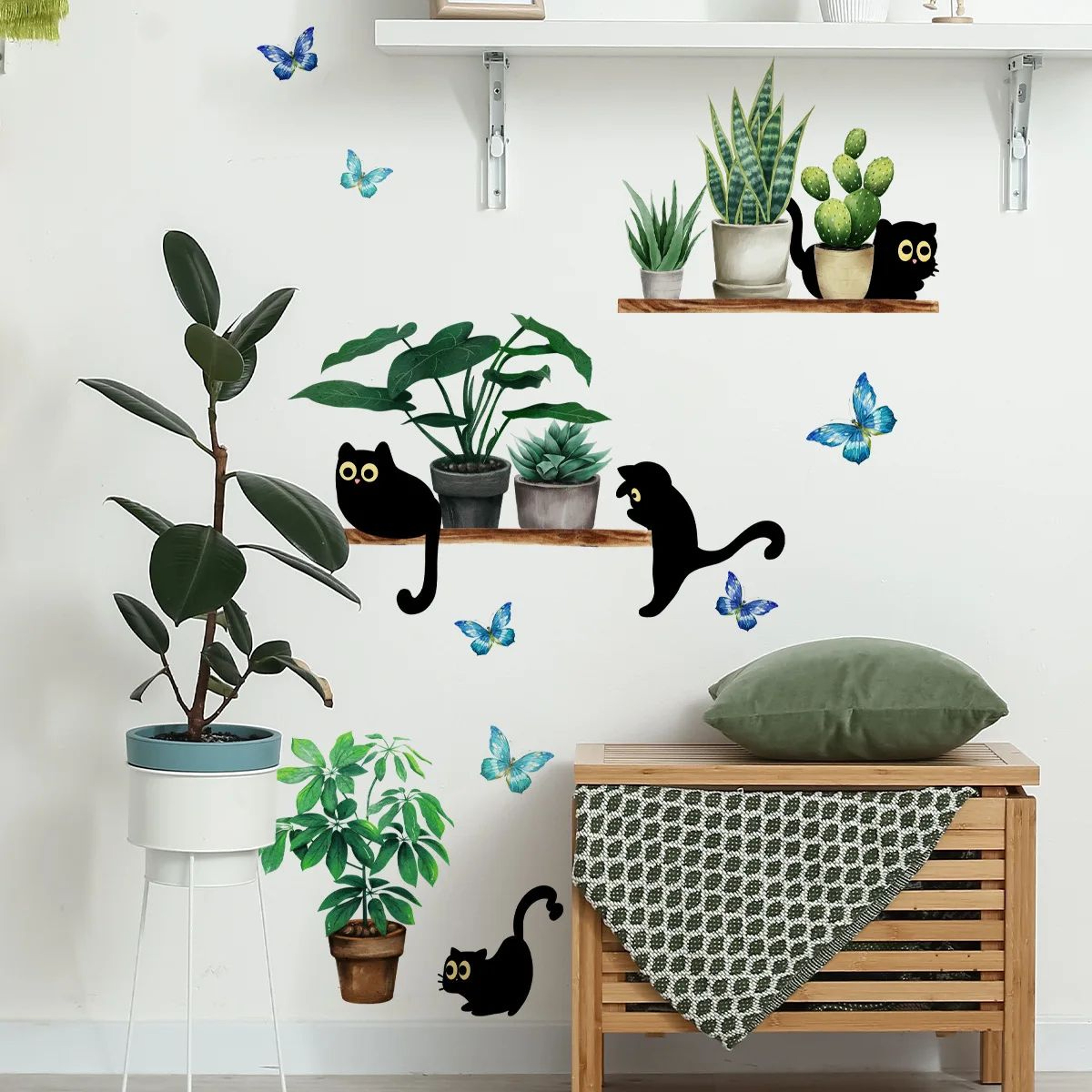 Whiskerleaf Kitten And Plant Wall Decal 4