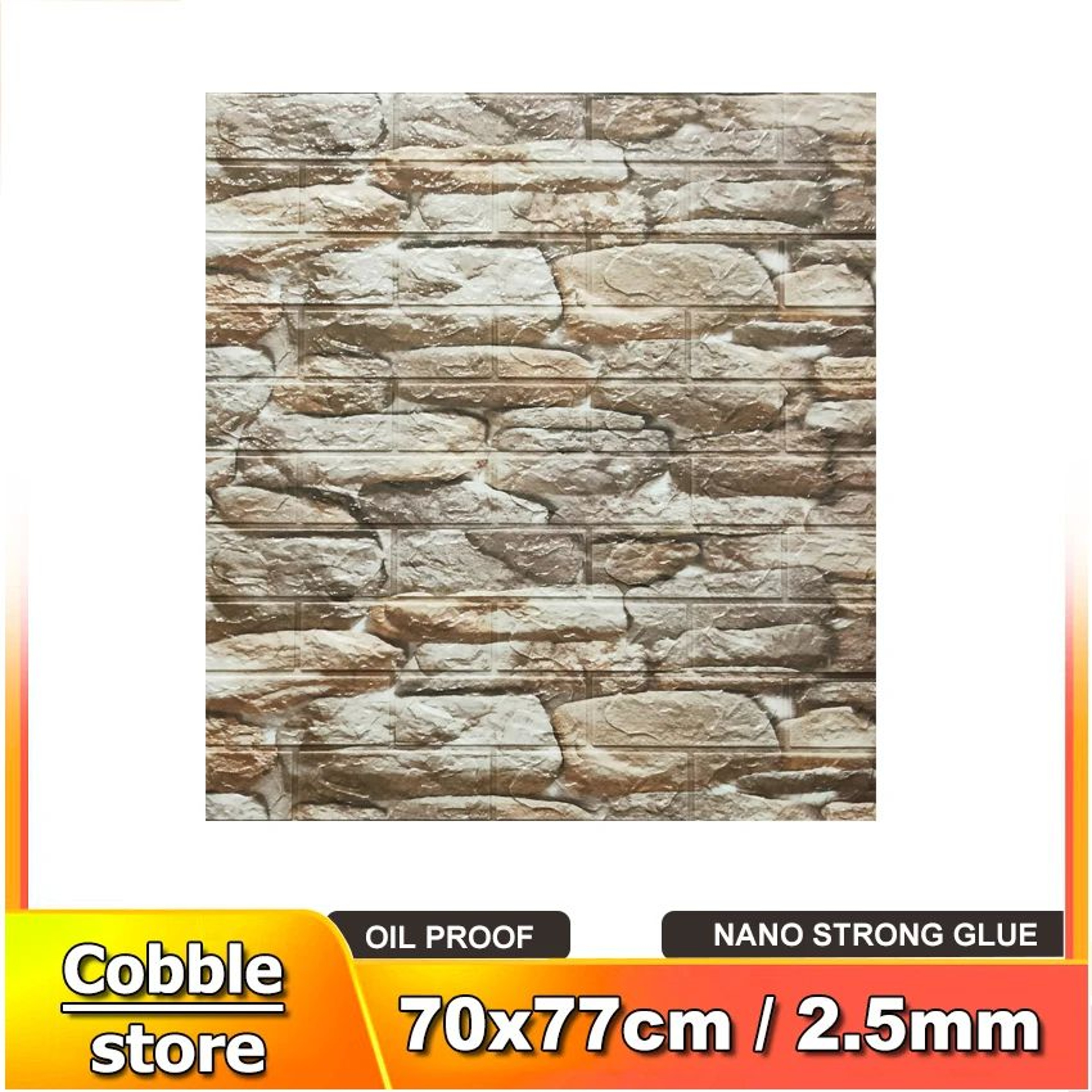 StoneHaven 3D Cobblestone Peel And Stick Wall Panels 9