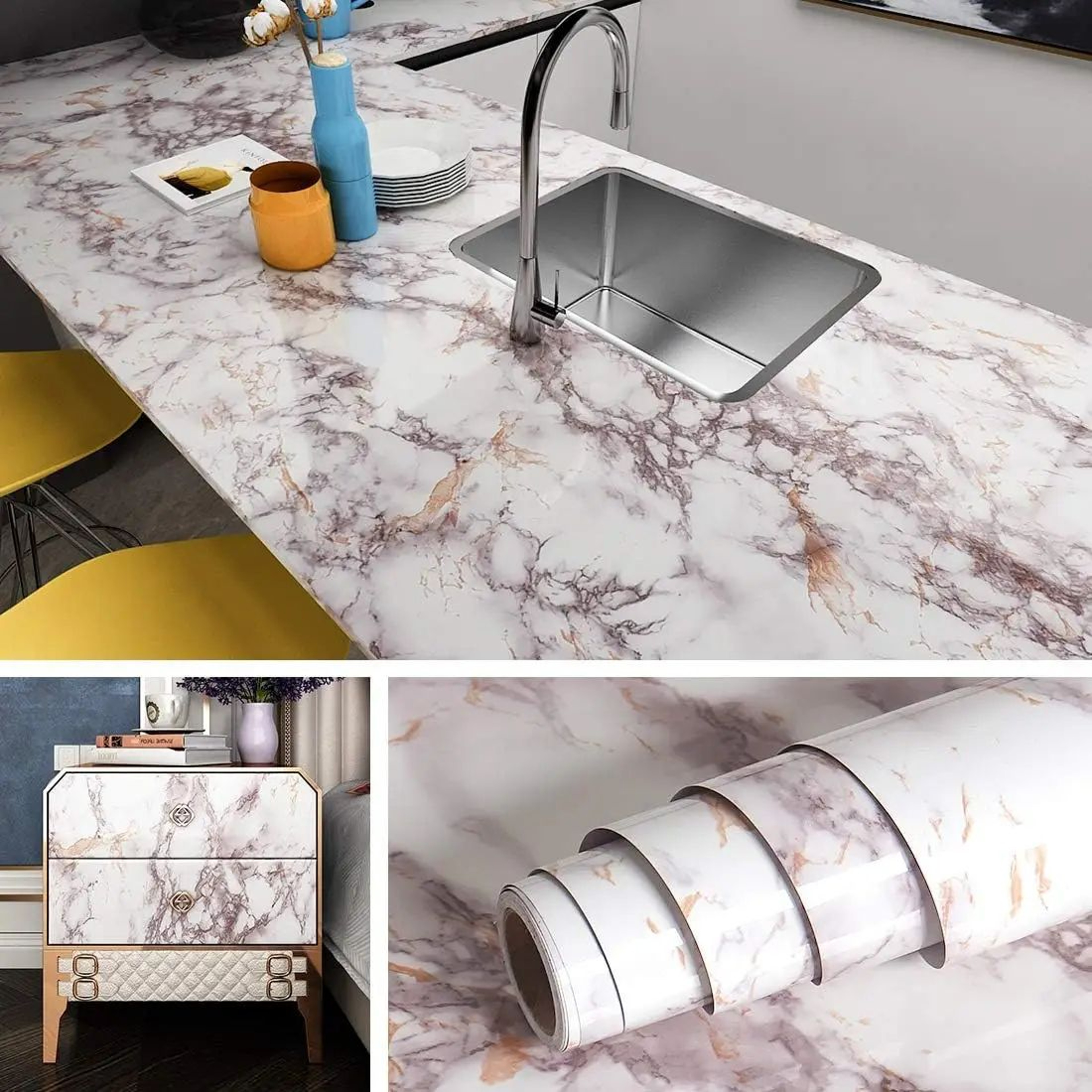 Pearlisse Pink Marble Peel And Stick Wallpaper 8